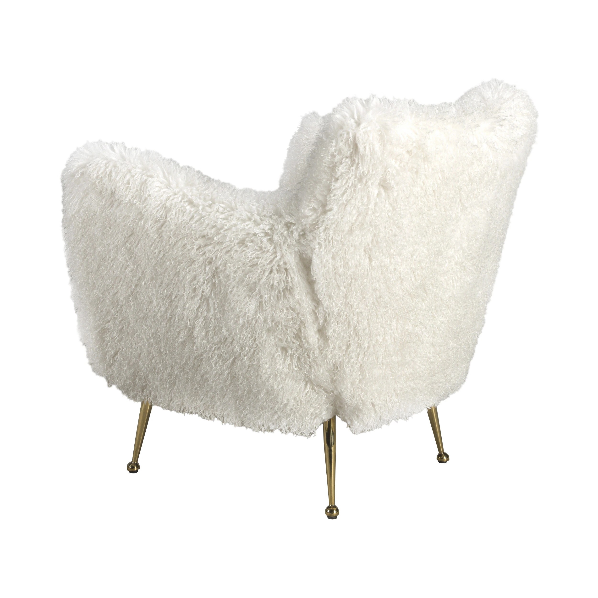 Fauteuil en tissu blanc à poils longs