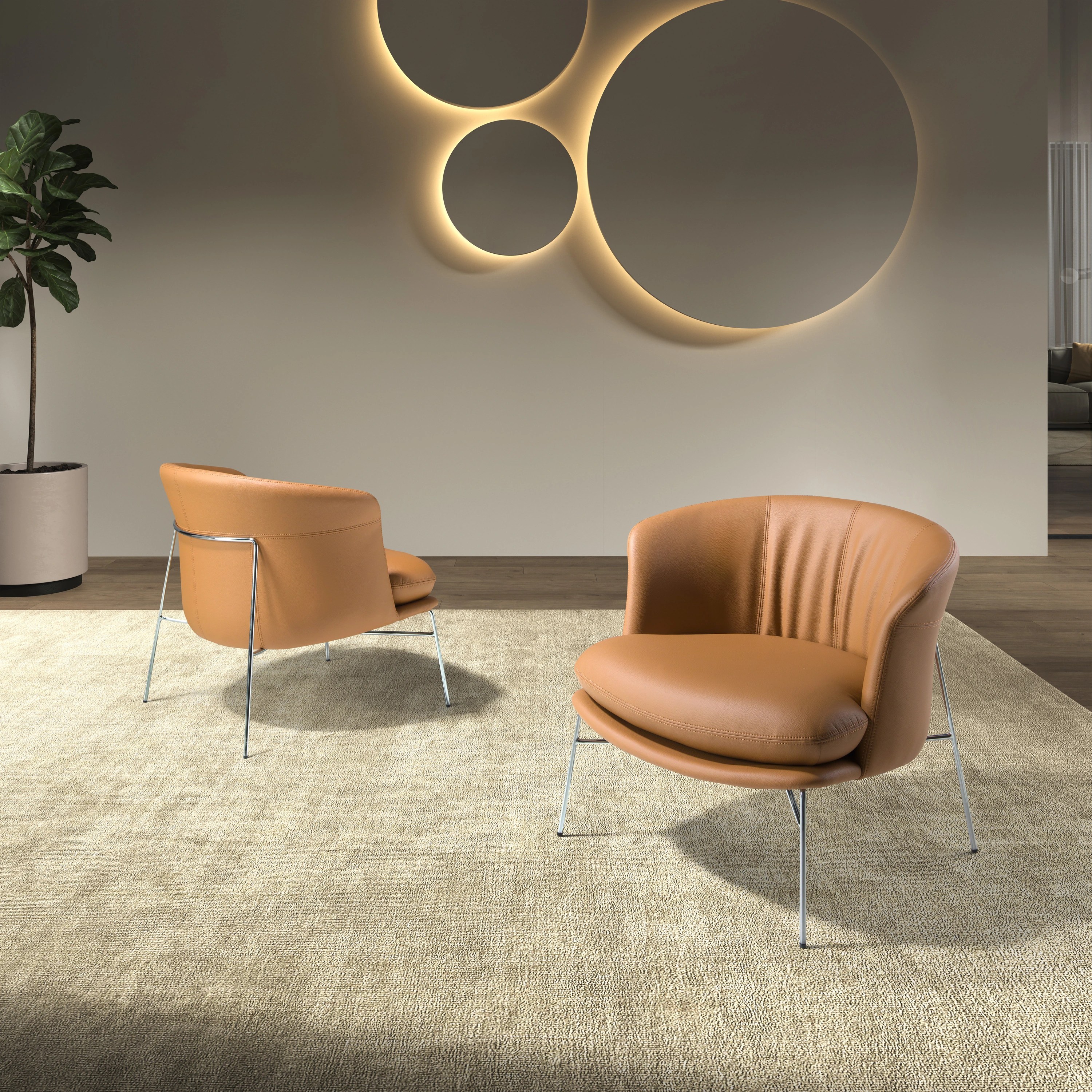 Fauteuil en similicuir marron