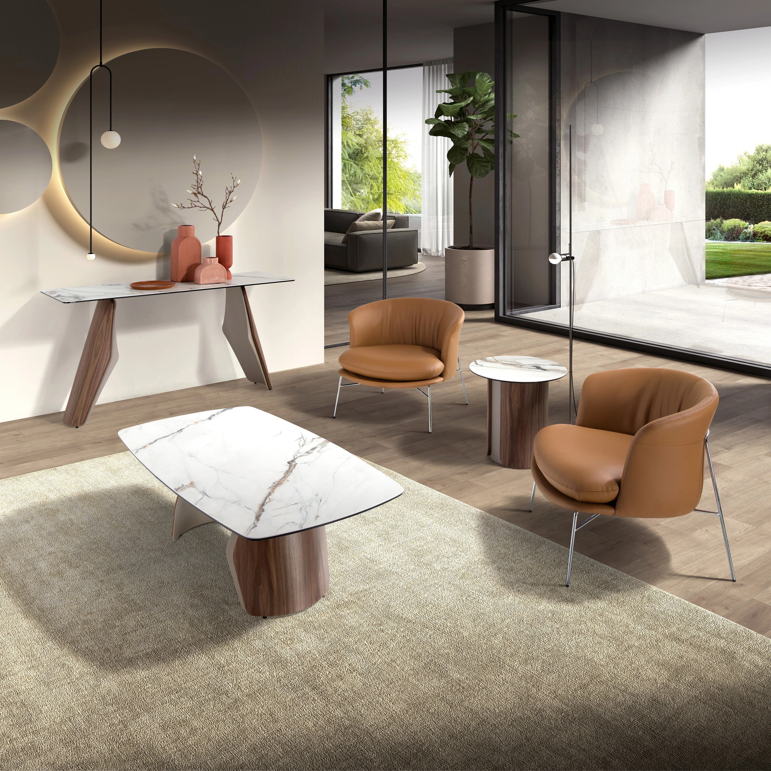 Fauteuil en similicuir marron