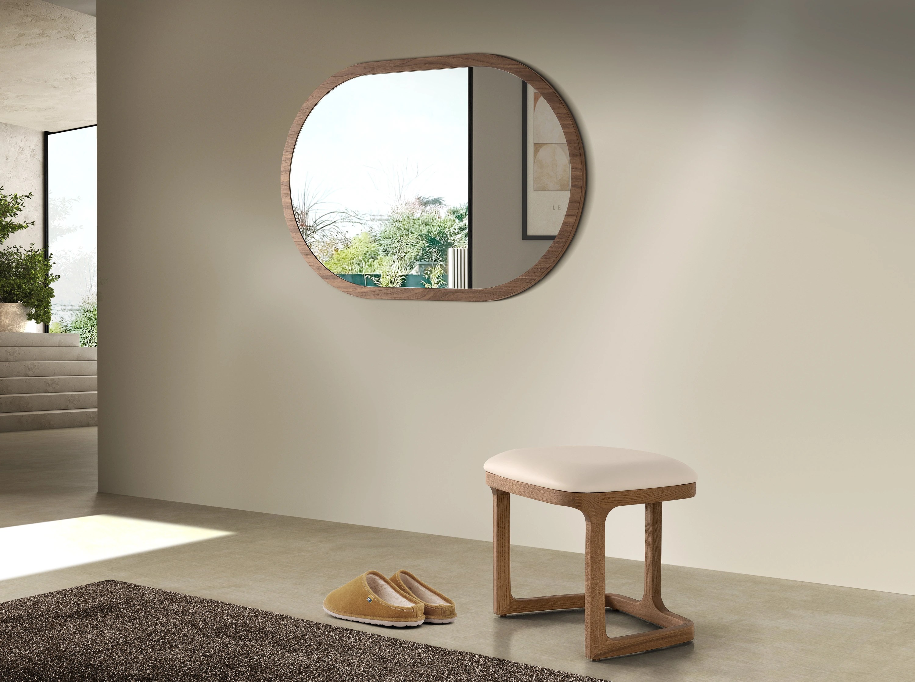 Banquette en similicuir couleur sable