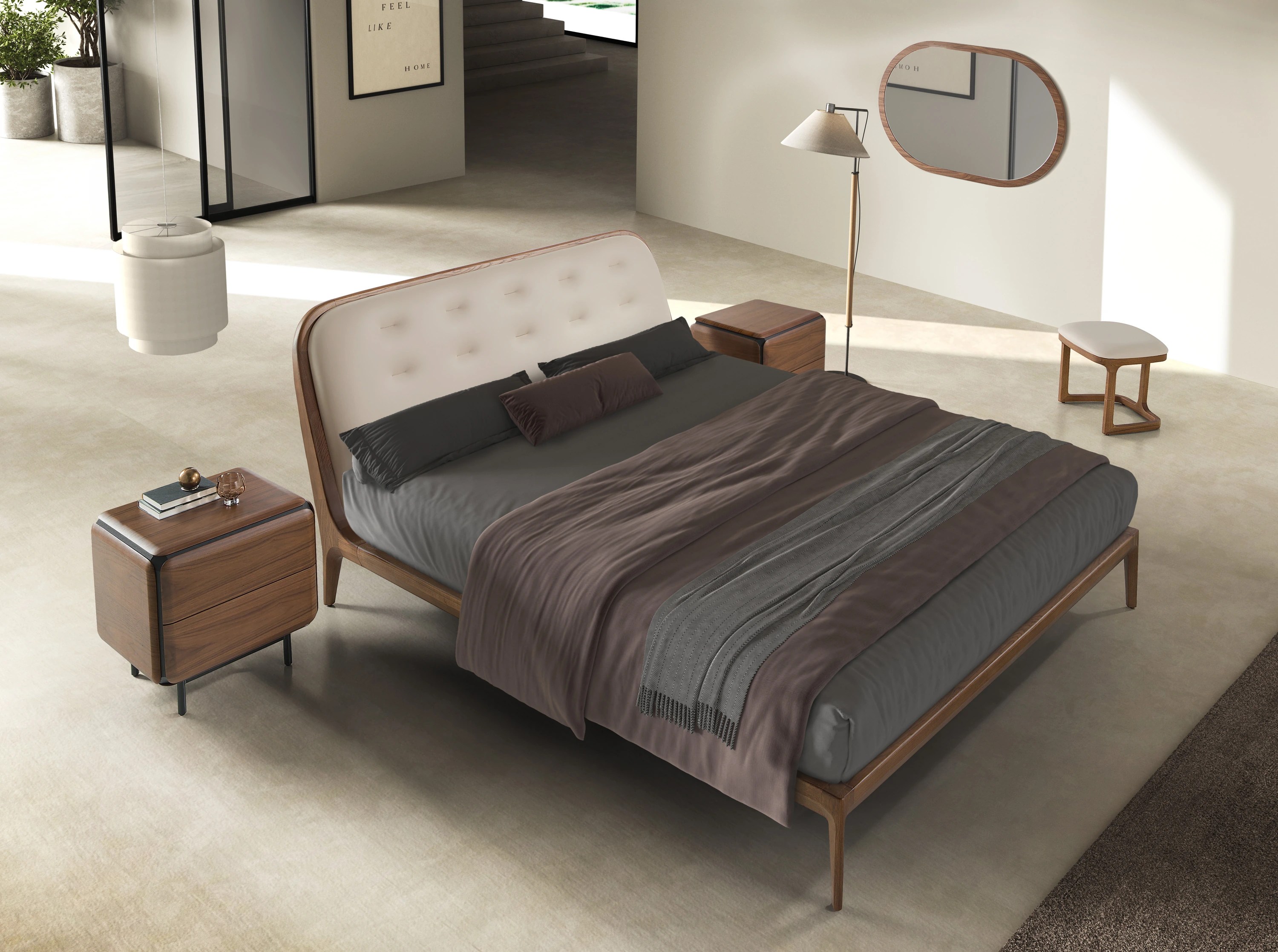 Banquette en similicuir couleur sable