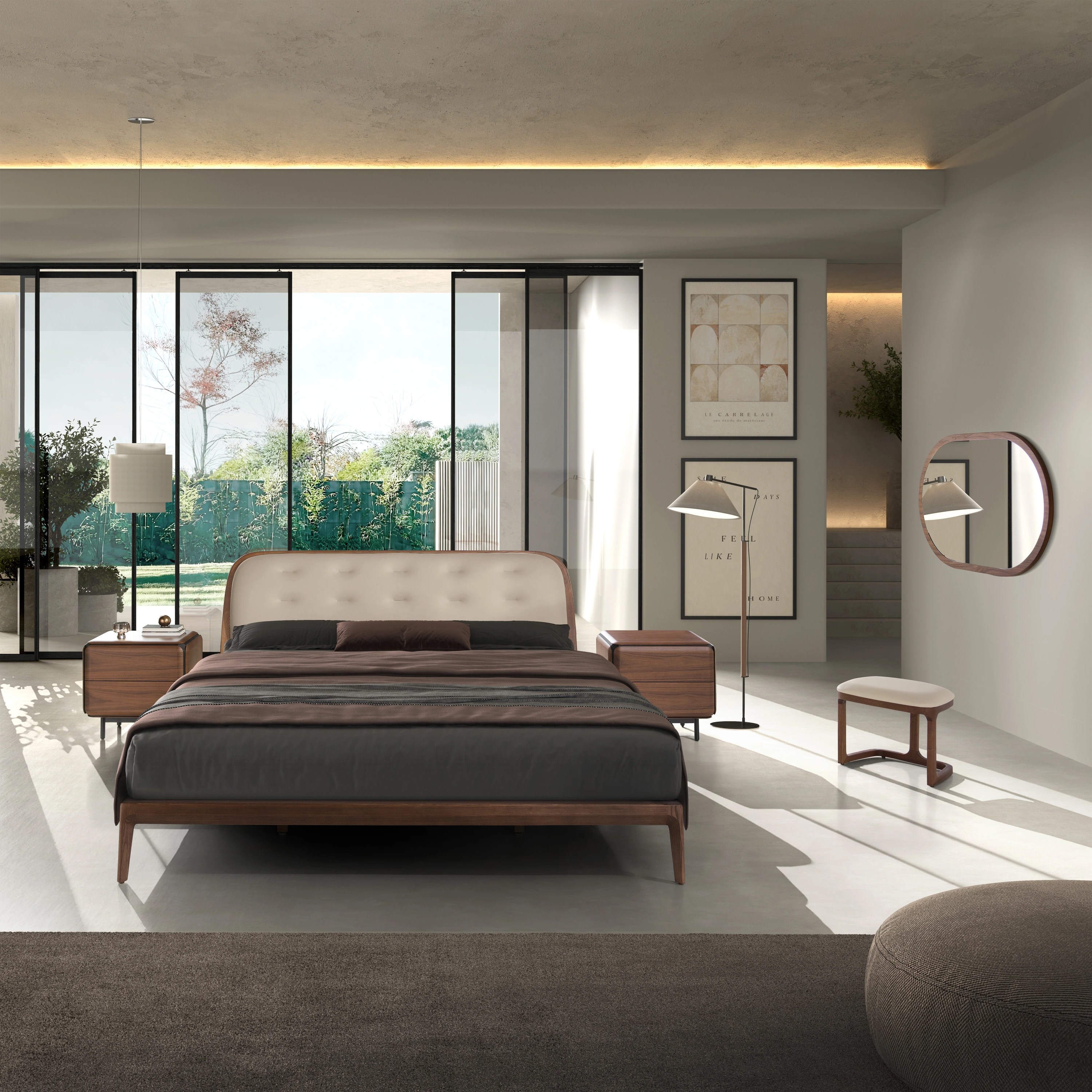 Banquette en similicuir couleur sable