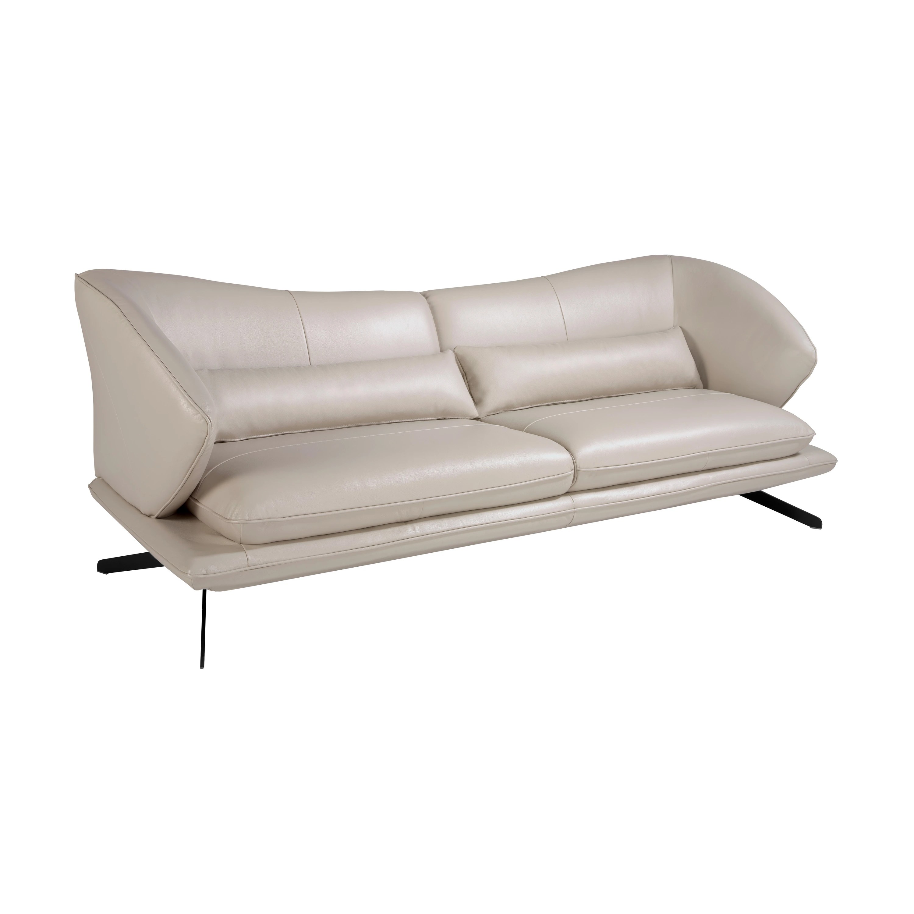 Canapé 3 places en cuir gris taupe