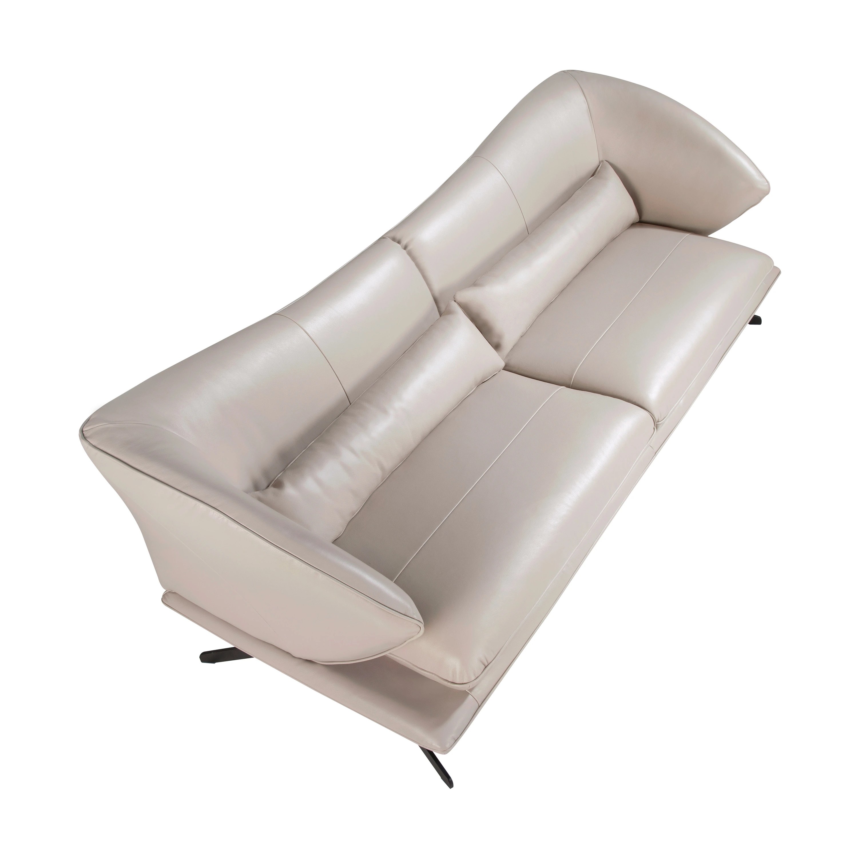 Canapé 3 places en cuir gris taupe