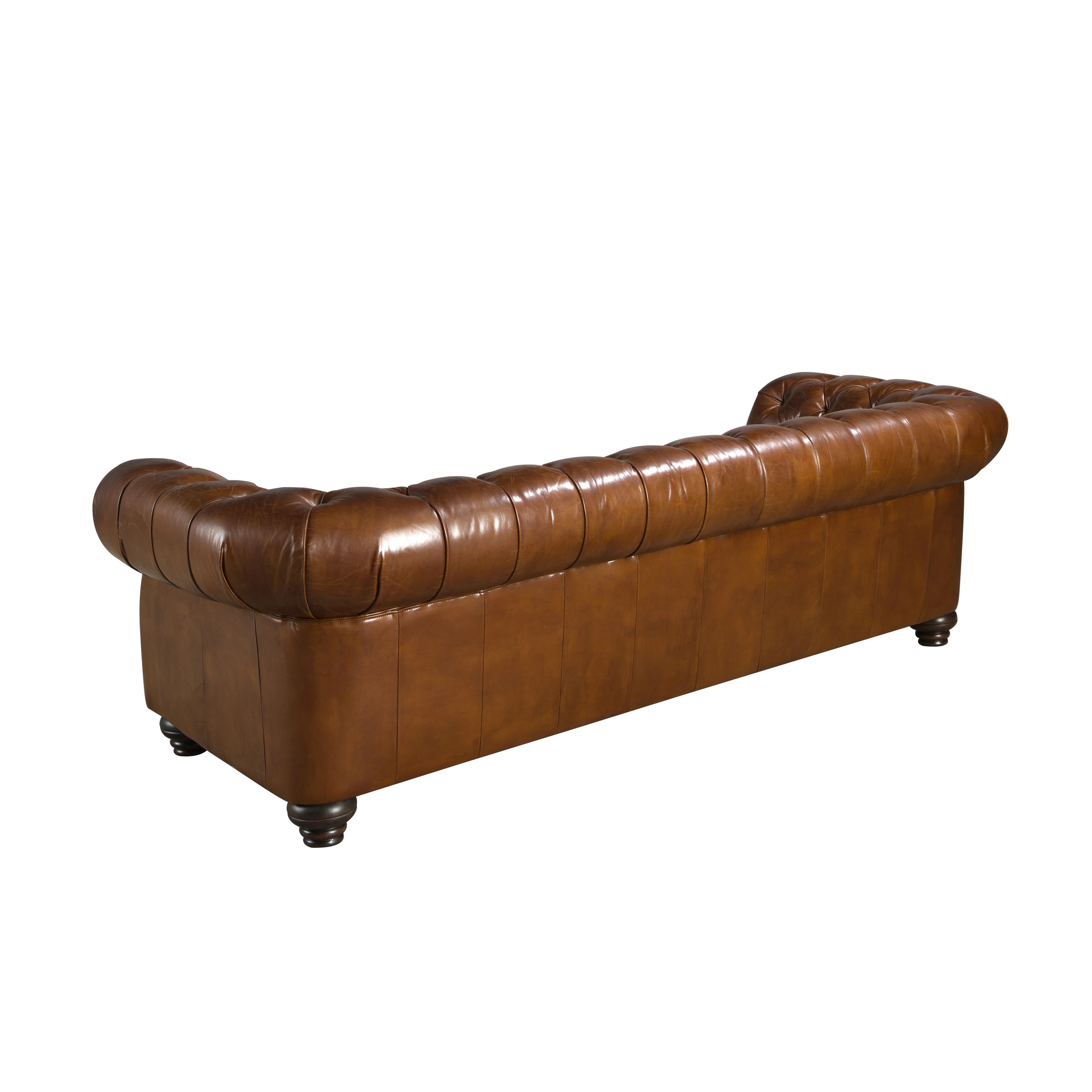 Canapé chester 3 places en cuir marron cognac