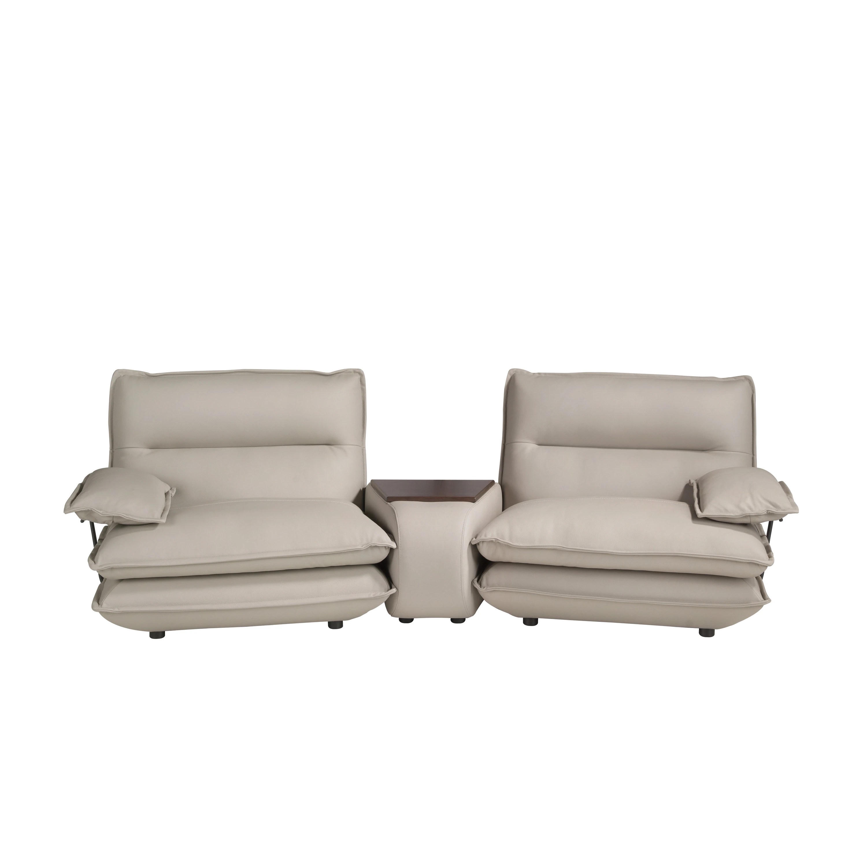 Canapé 2 places en cuir gris taupe