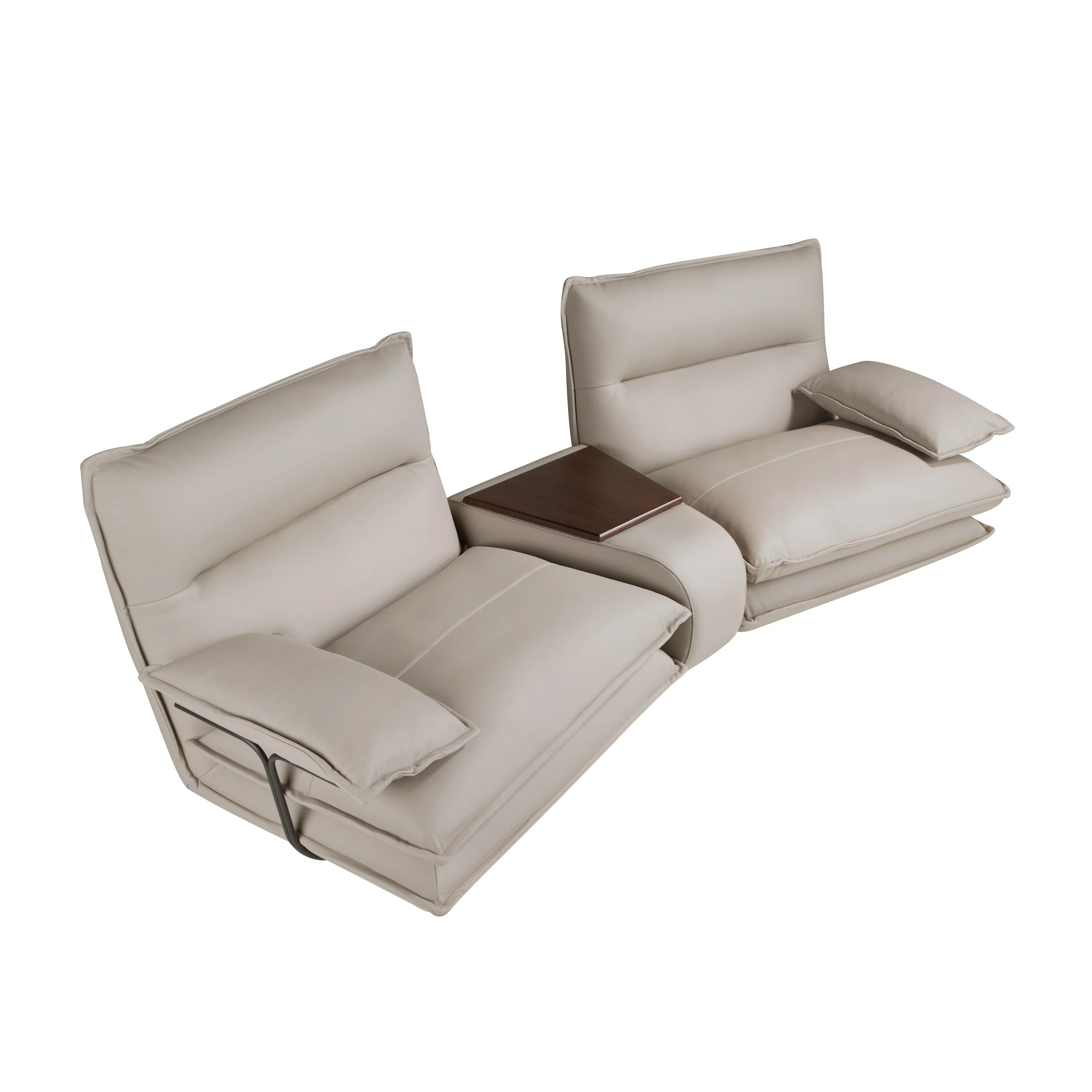 Canapé 2 places en cuir gris taupe