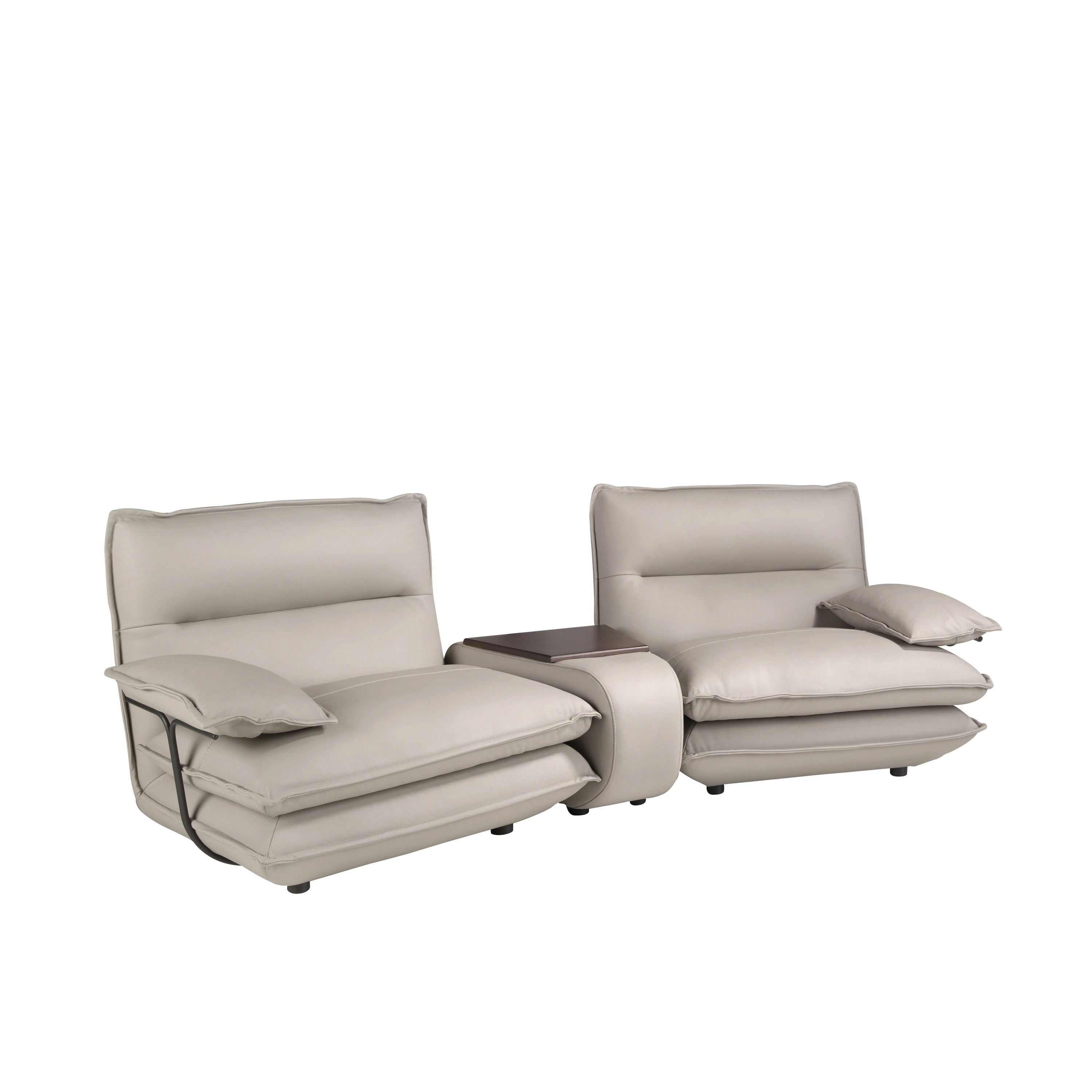 Canapé 2 places en cuir gris taupe