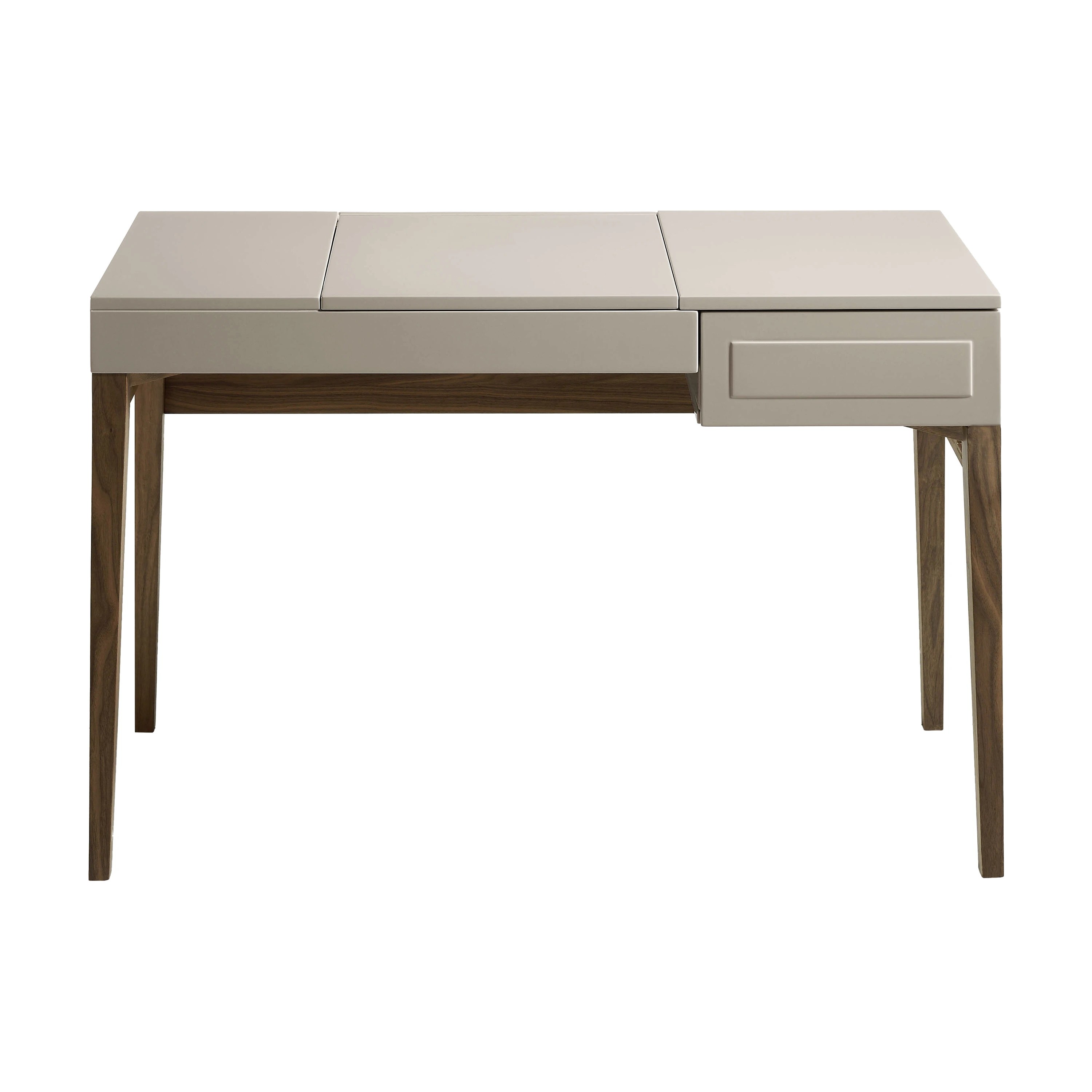 Coiffeuse en bois gris et noyer avec miroir