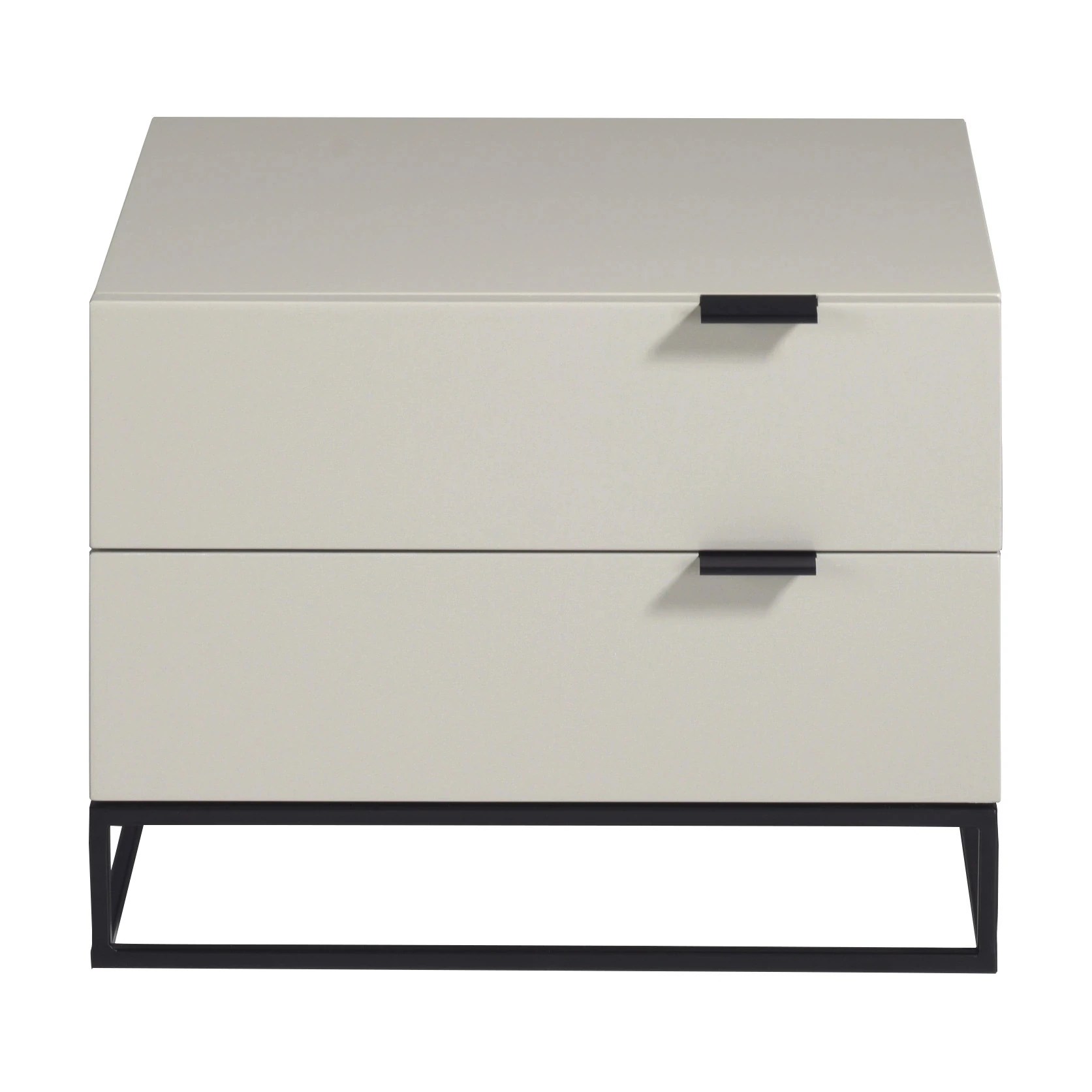 Table de chevet en bois gris et acier noir
