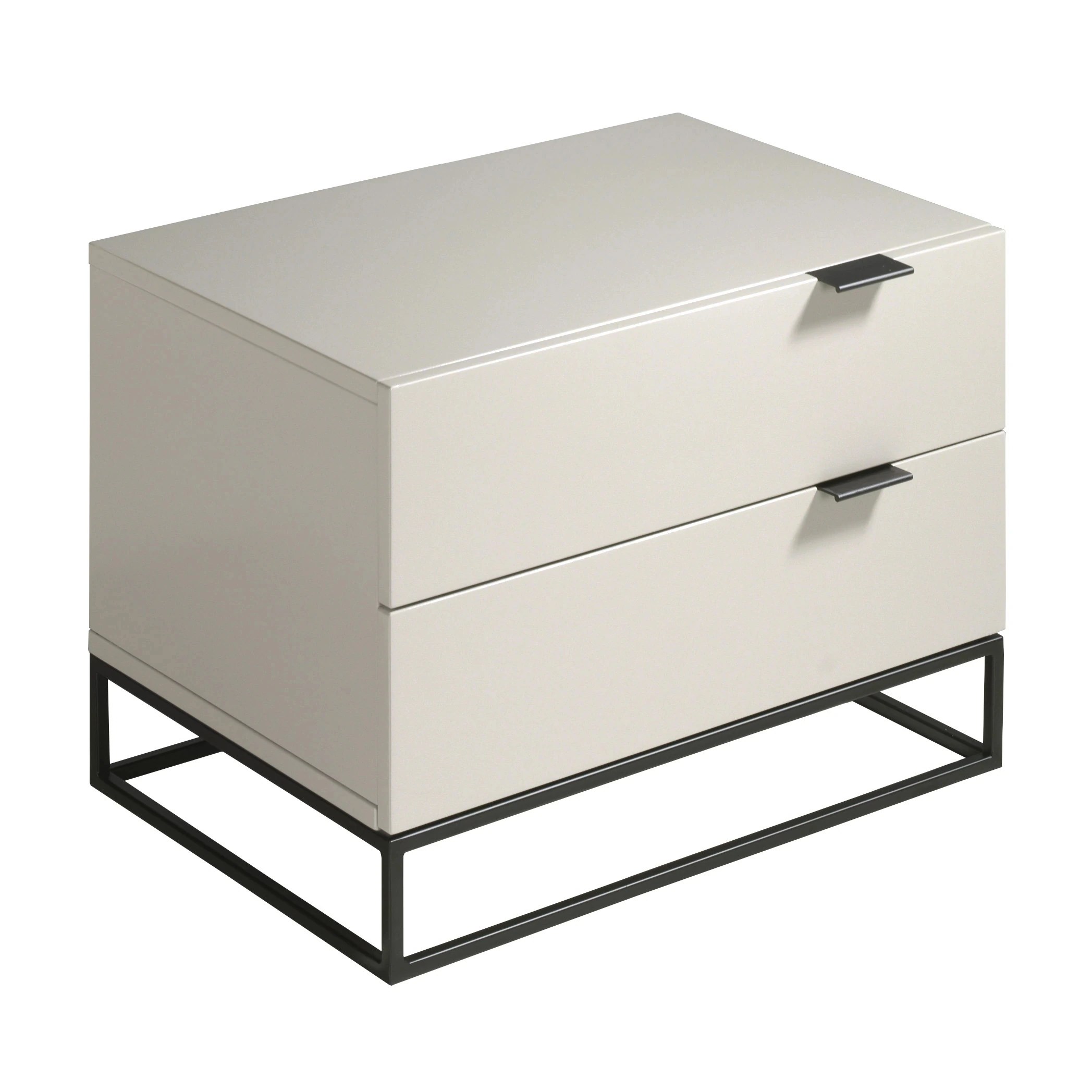 Table de chevet en bois gris et acier noir