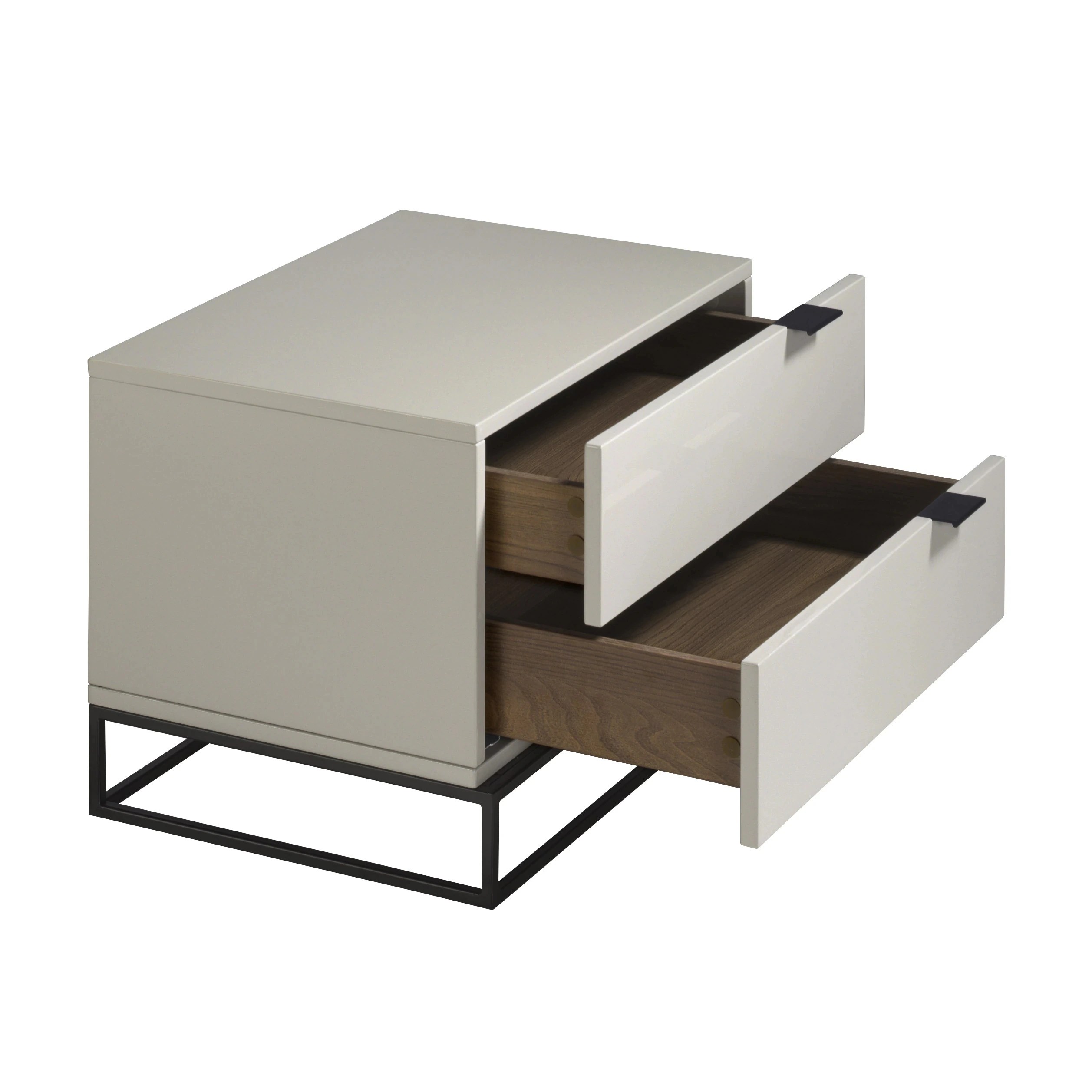 Table de chevet en bois gris et acier noir