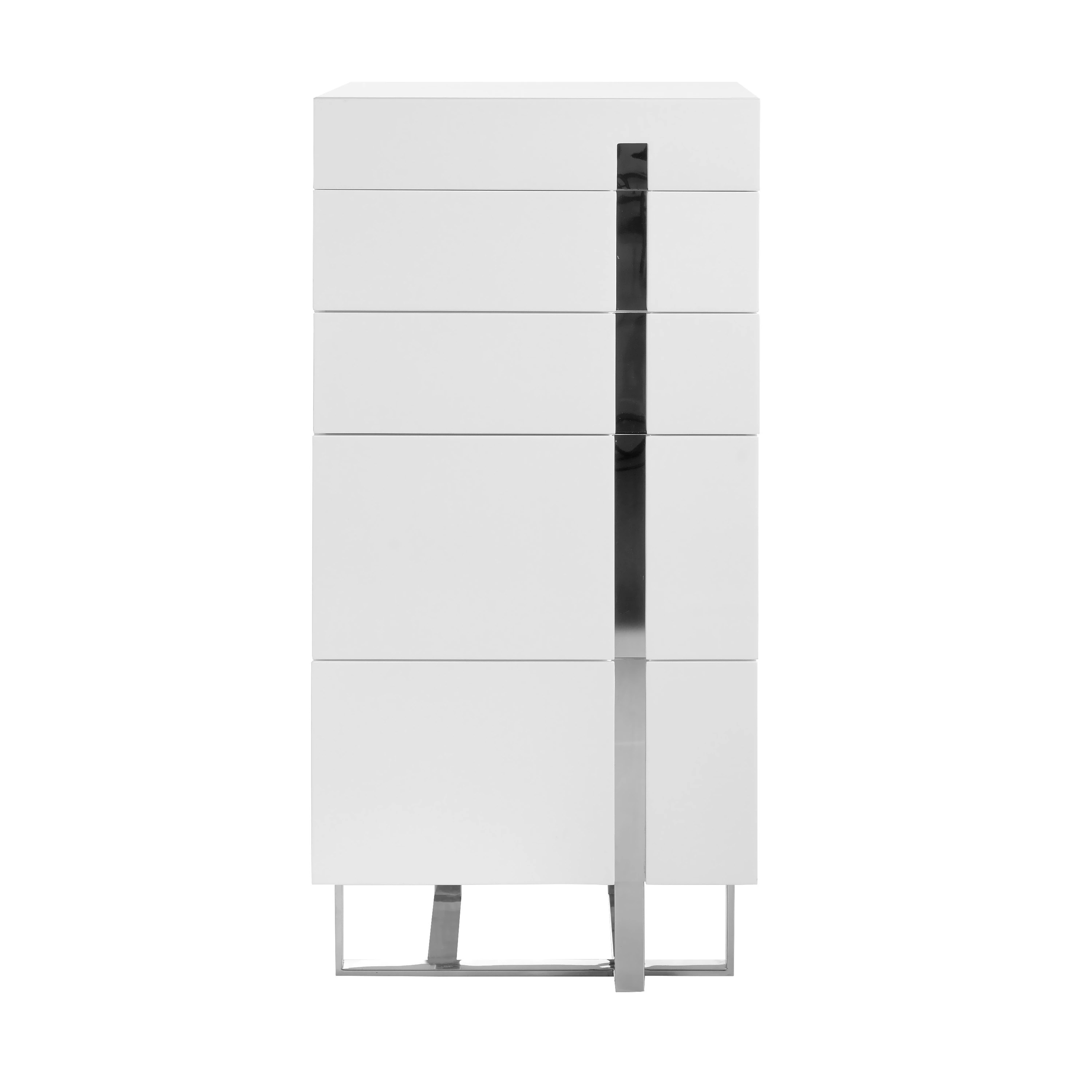 Chiffonnier bois blanc et acier chromé