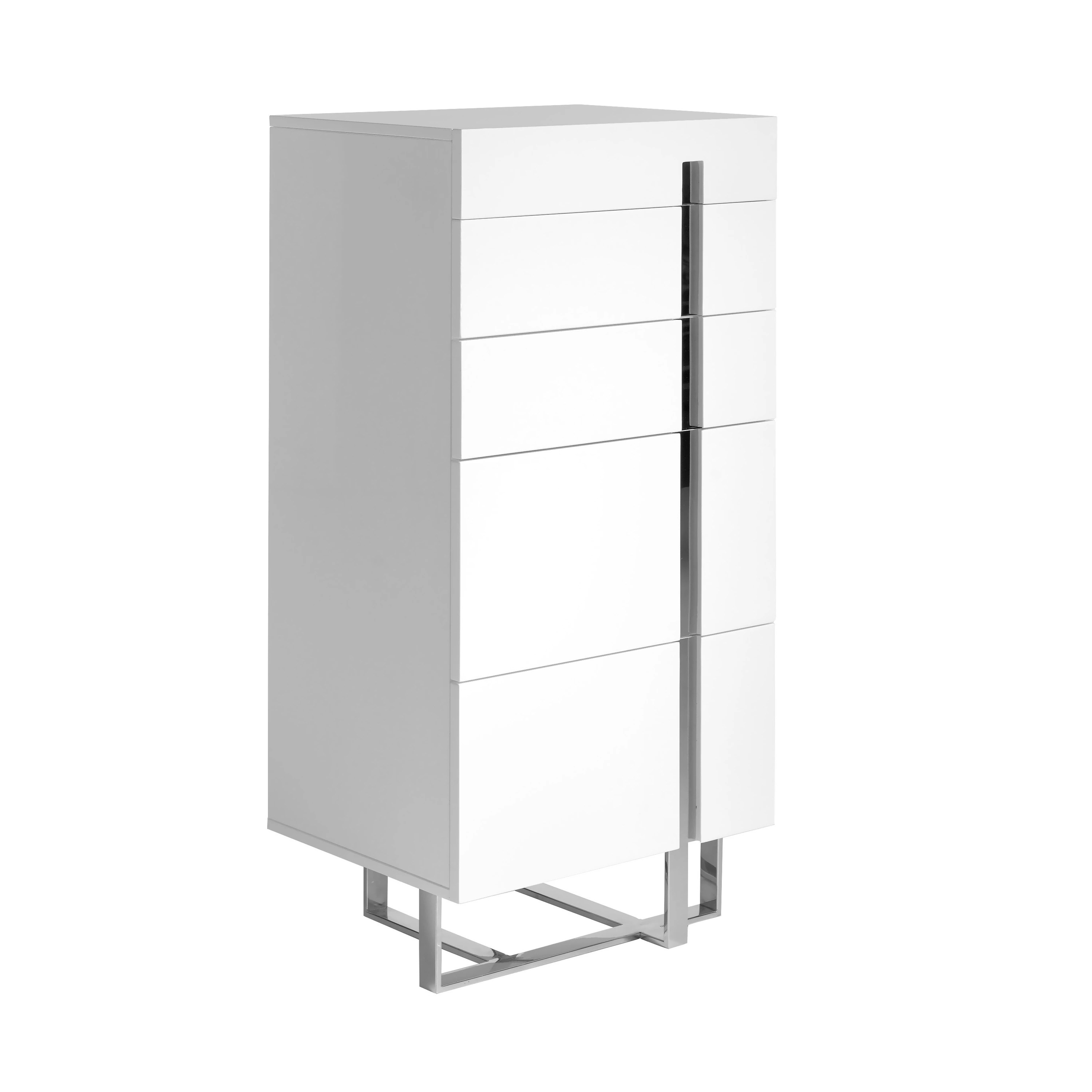 Chiffonnier bois blanc et acier chromé