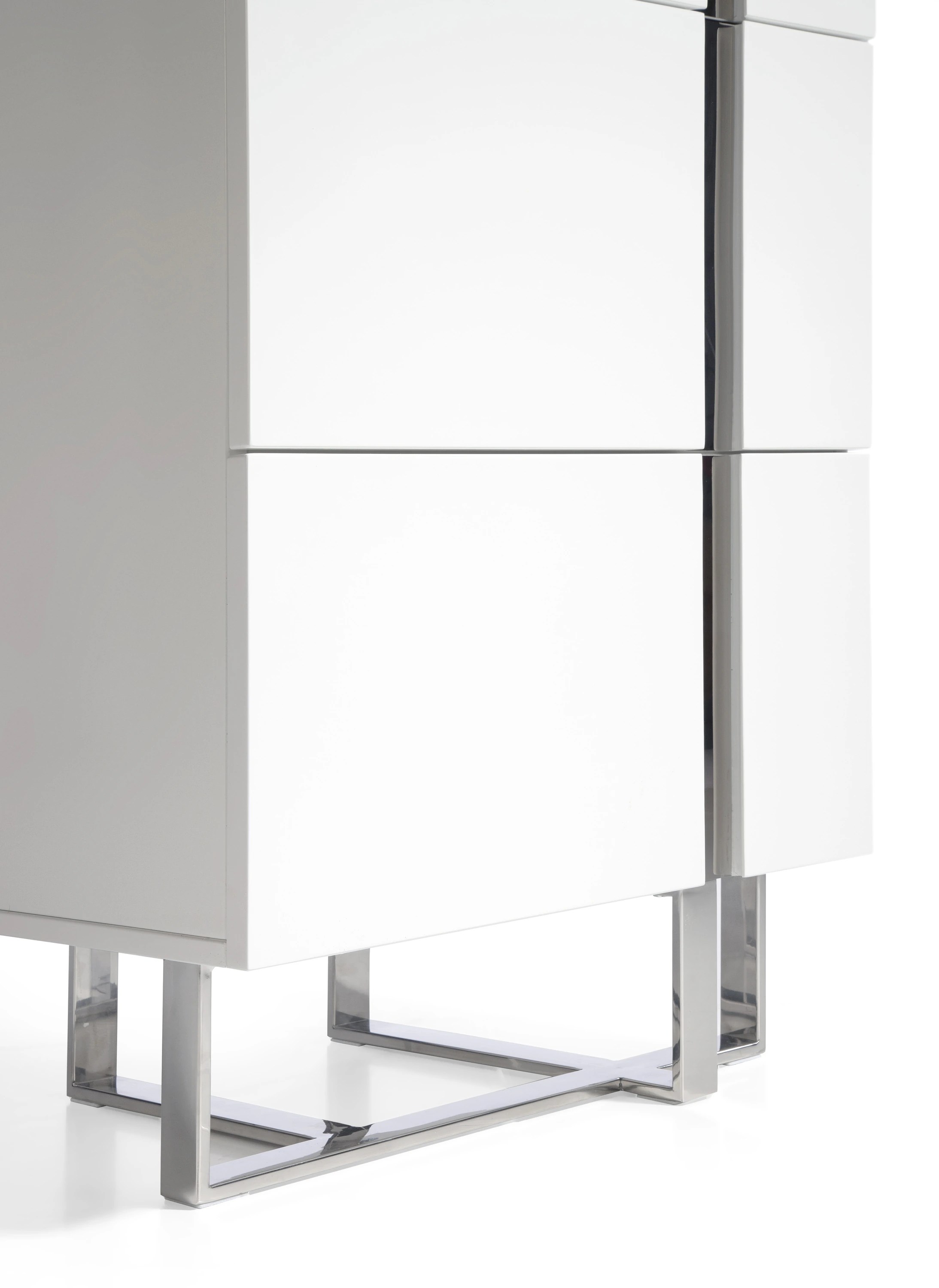 Chiffonnier bois blanc et acier chromé