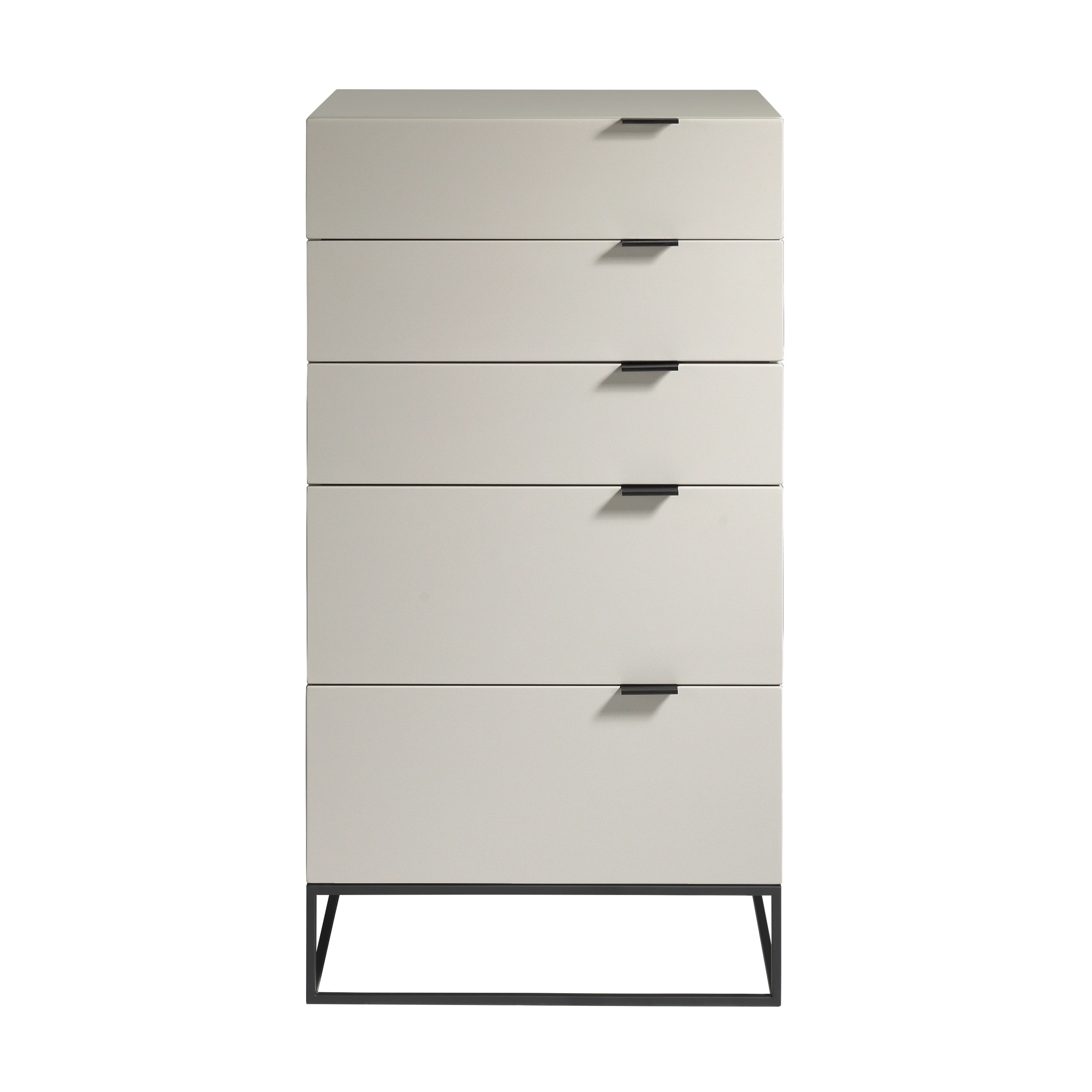 Chiffonnier bois gris et acier noir