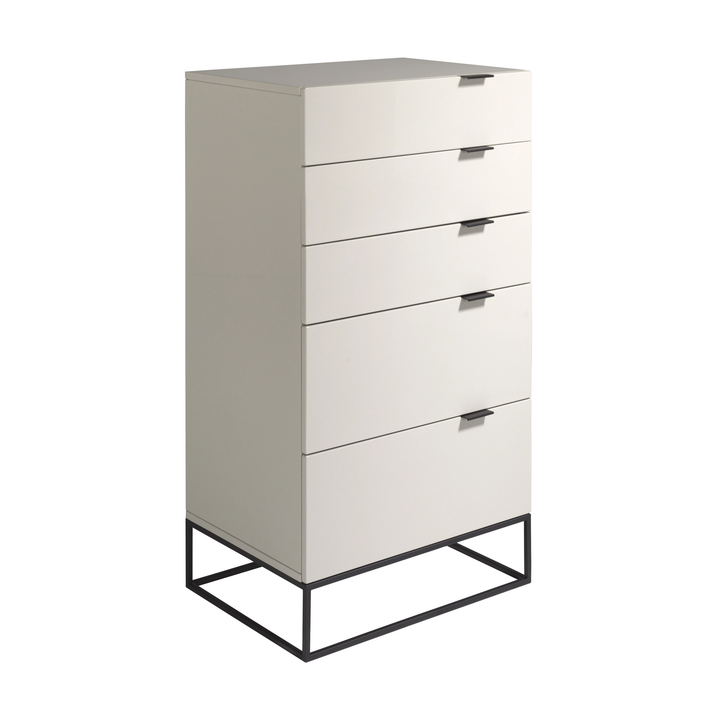Chiffonnier bois gris et acier noir