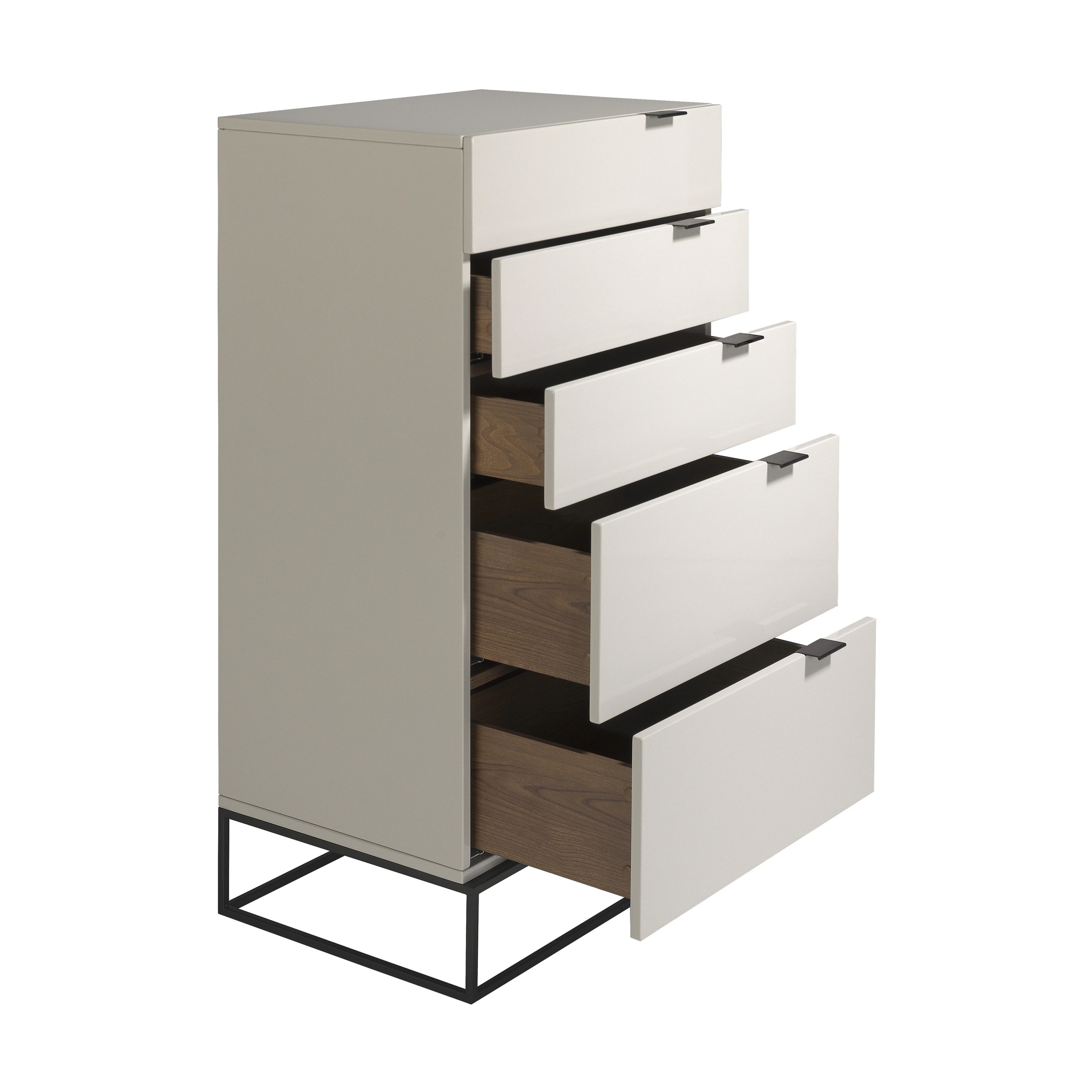 Chiffonnier bois gris et acier noir