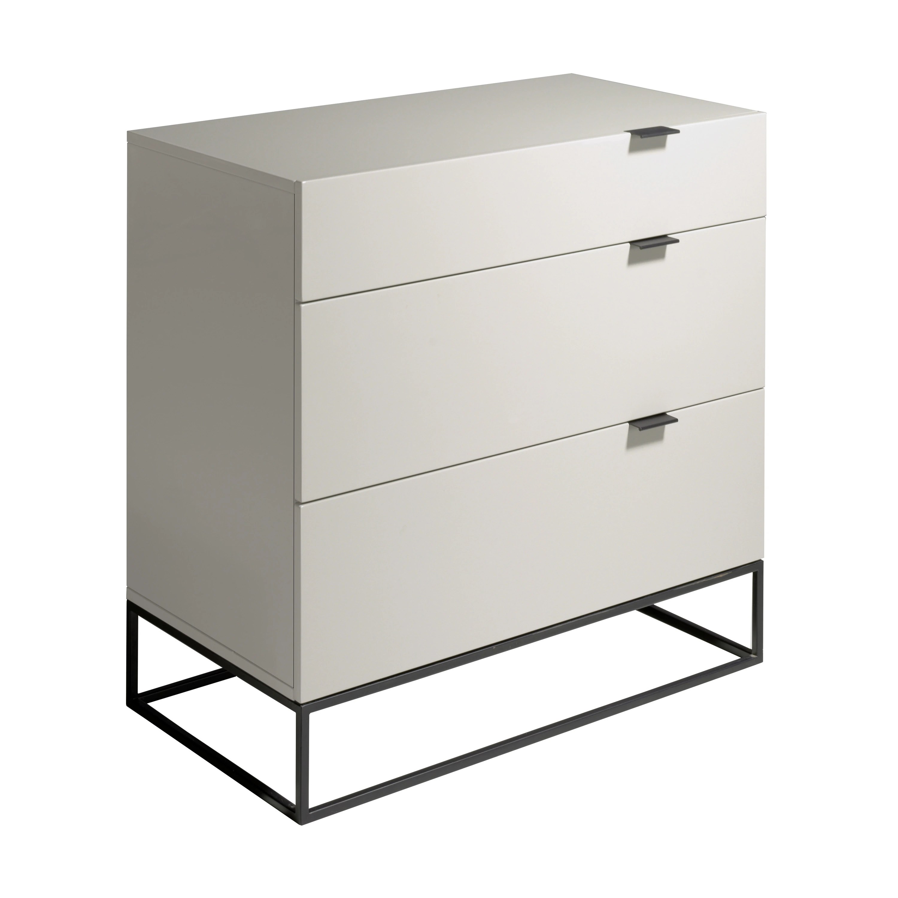 Commode bois gris et acier noir