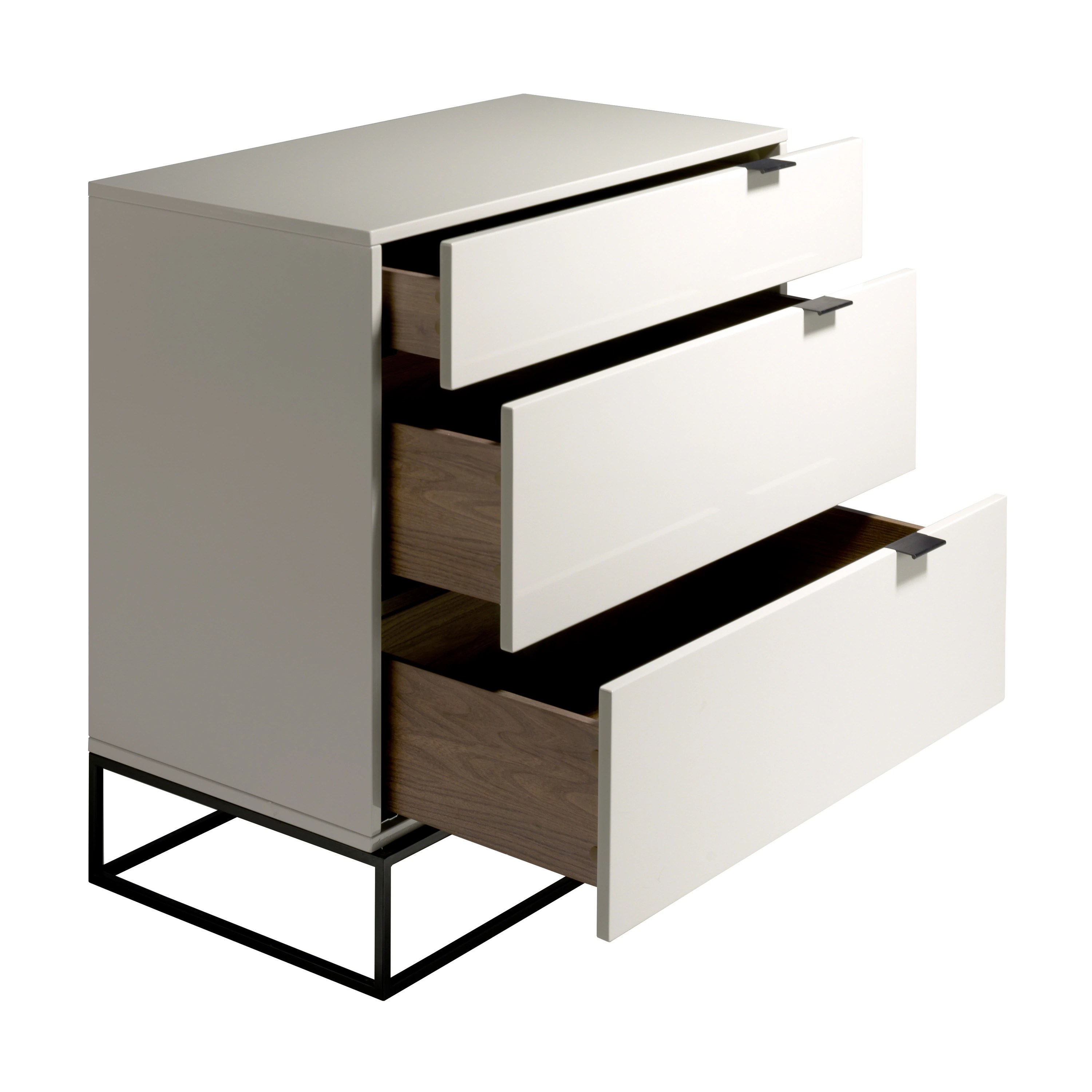 Commode bois gris et acier noir