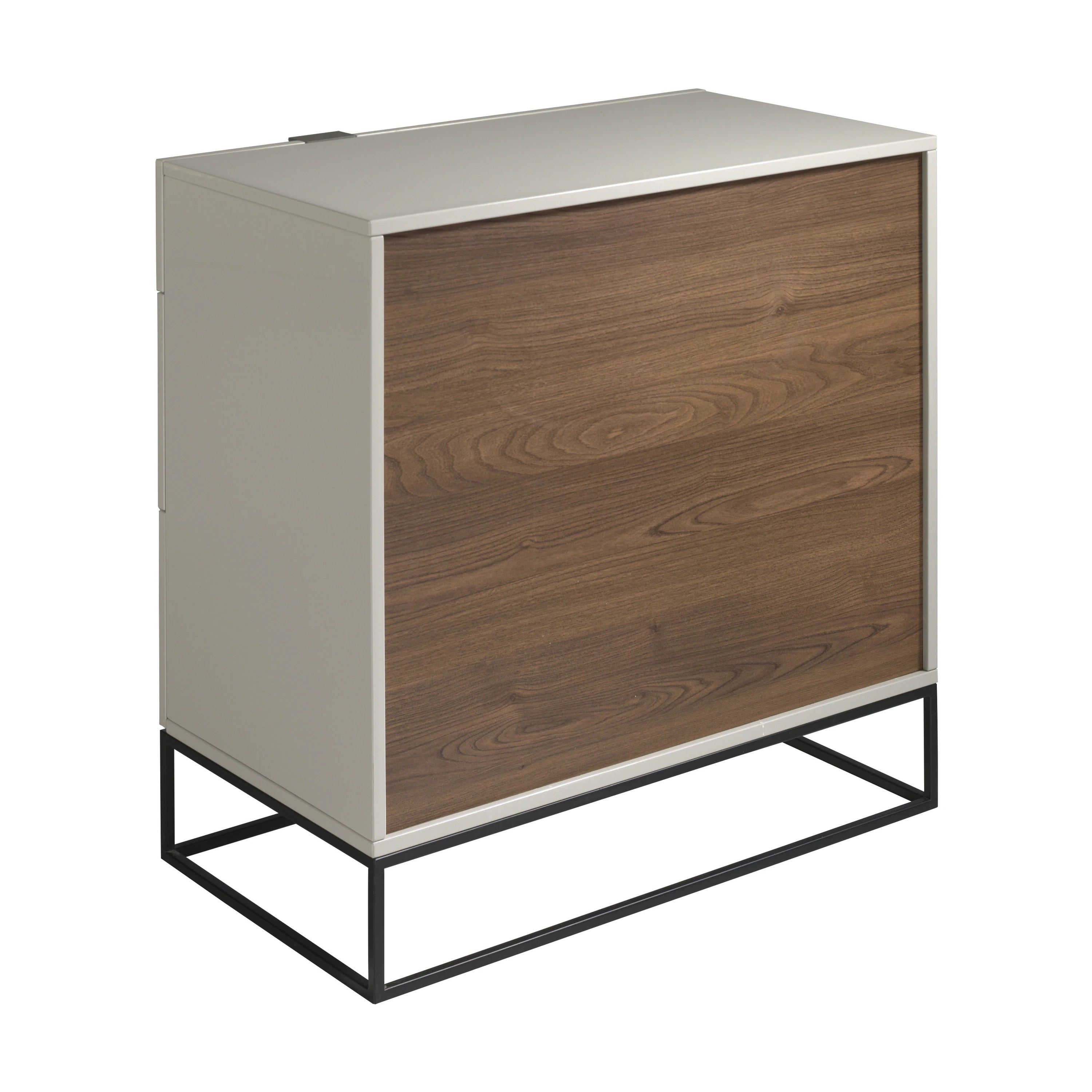 Commode bois gris et acier noir