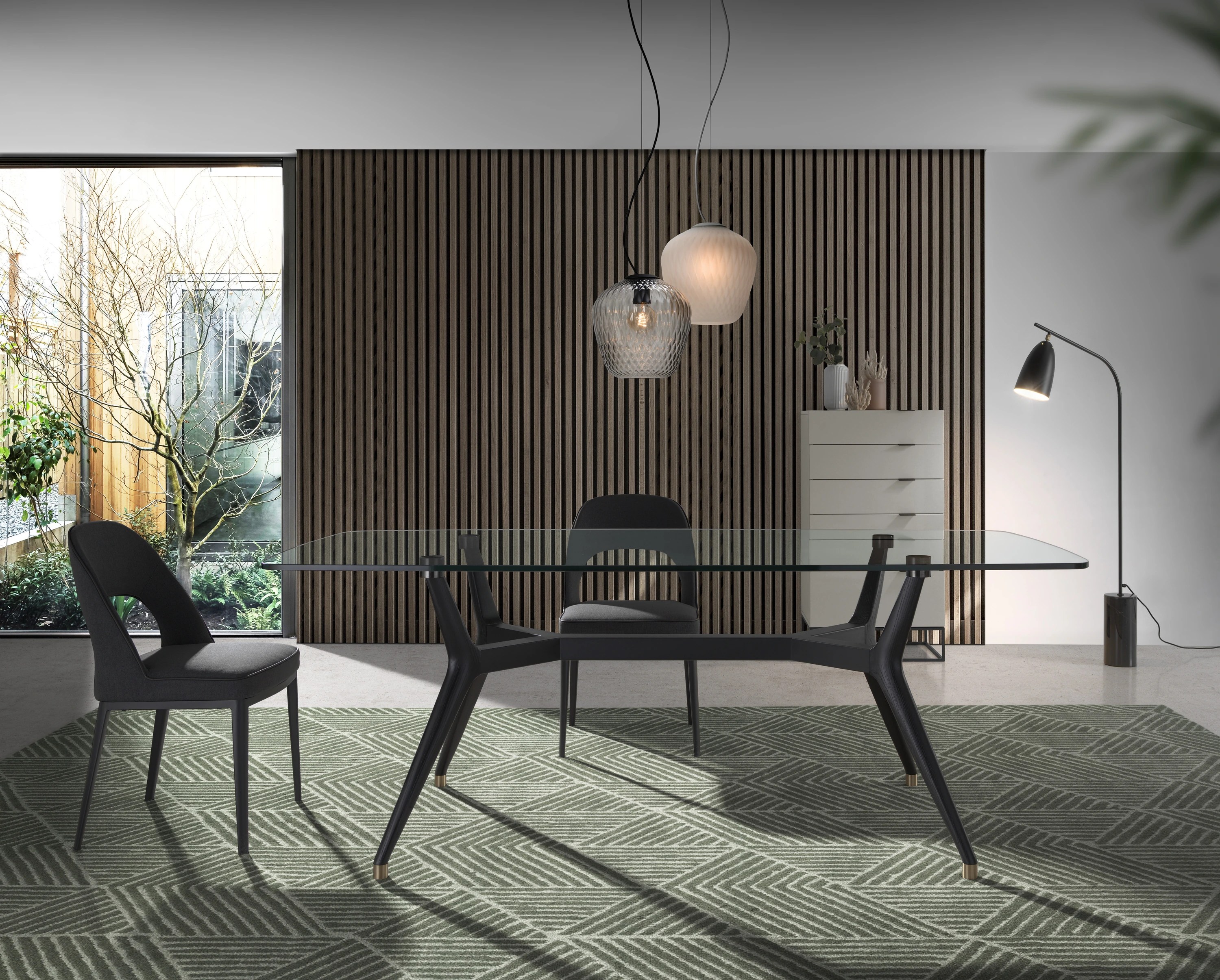 Commode bois gris et acier noir