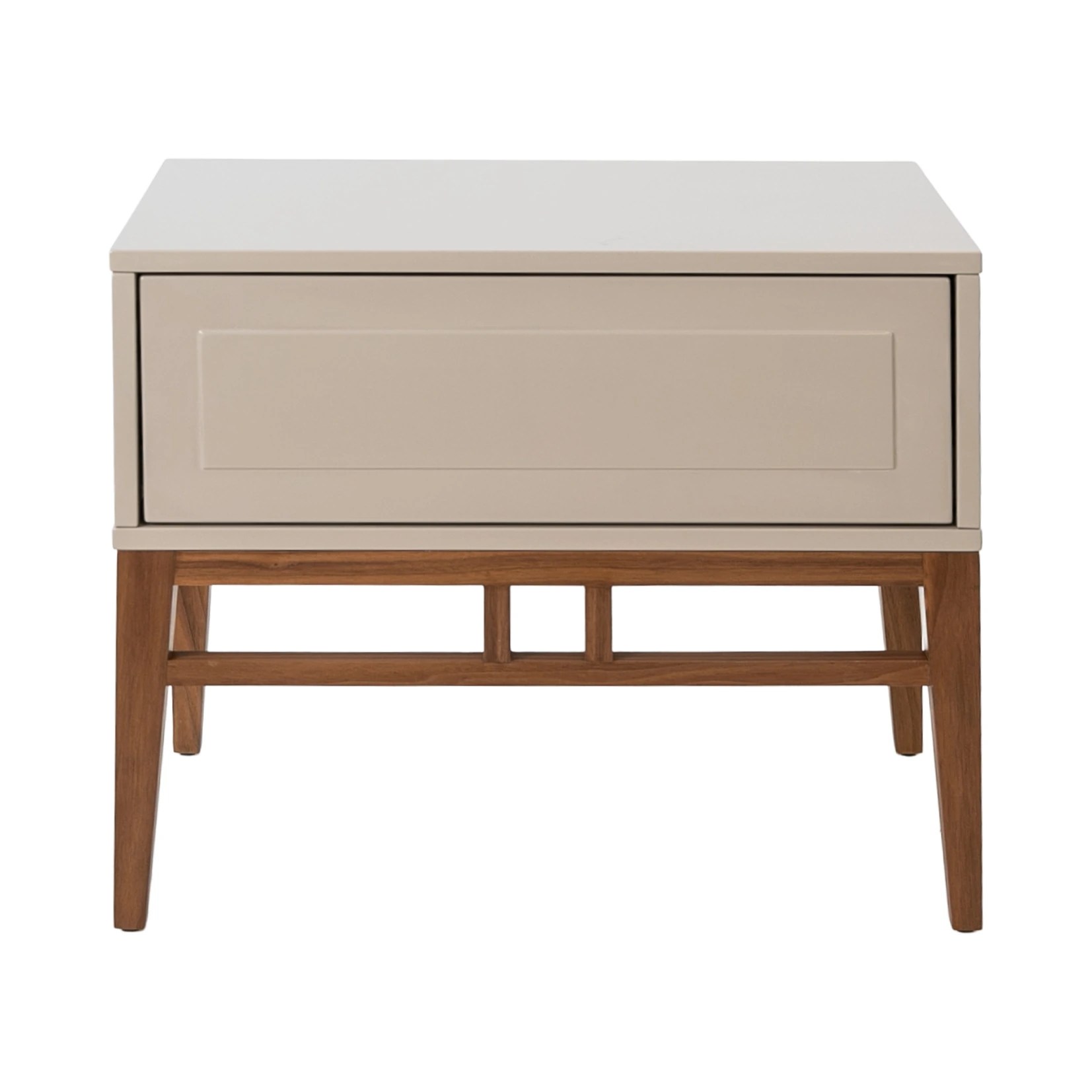 Chevet en bois beige et noyer