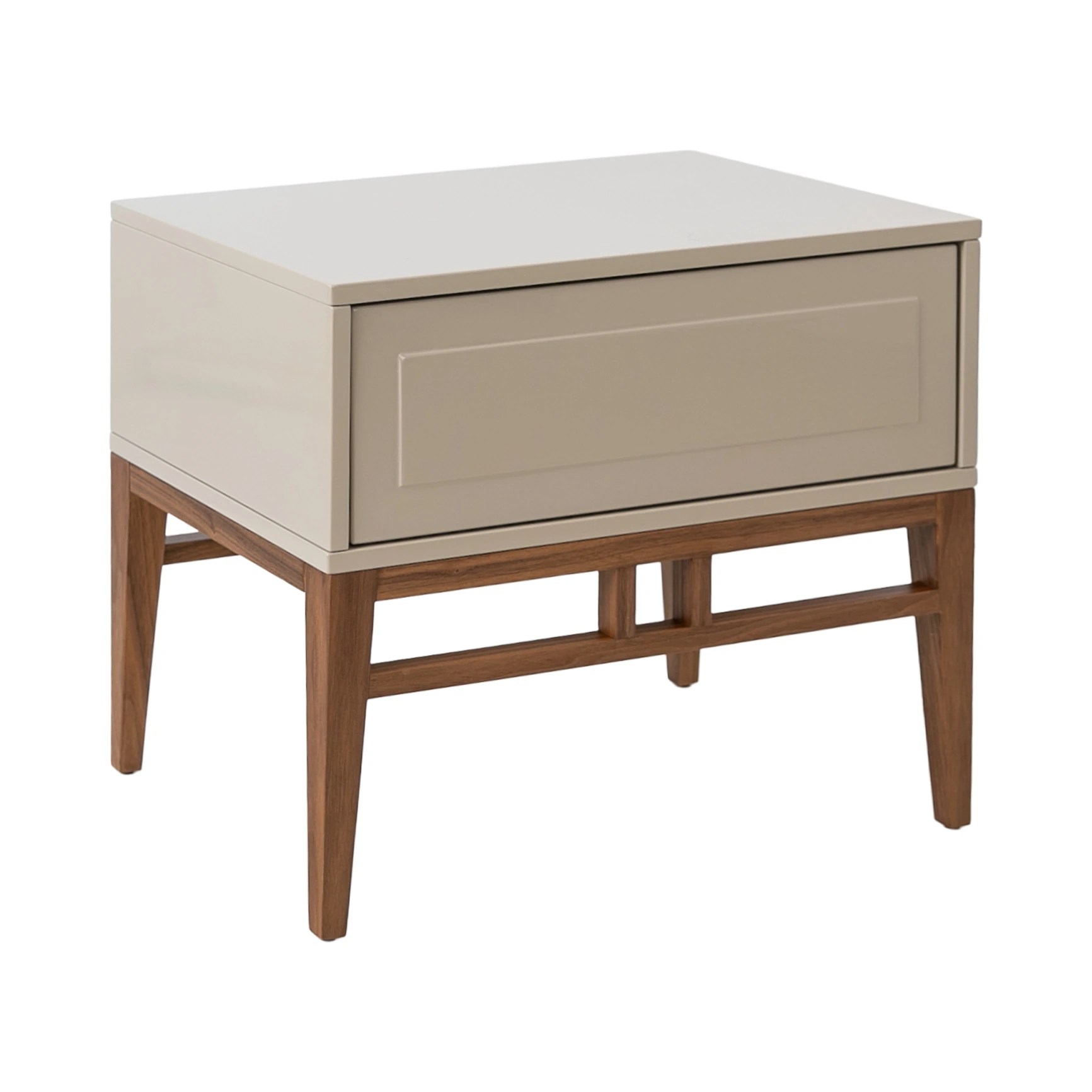 Chevet en bois beige et noyer