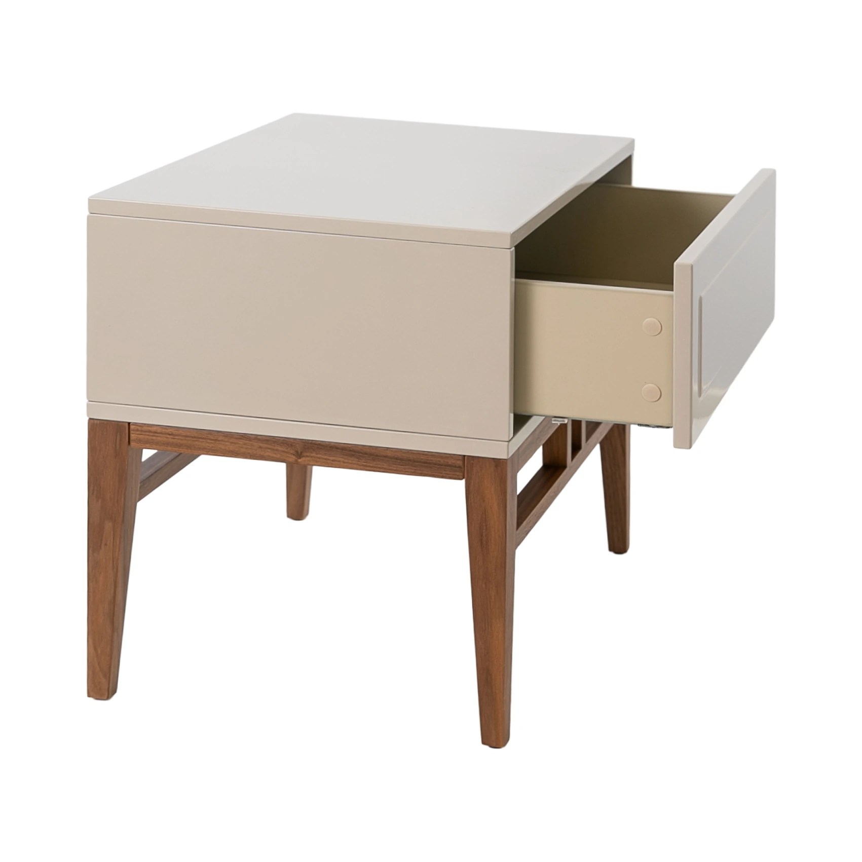 Chevet en bois beige et noyer