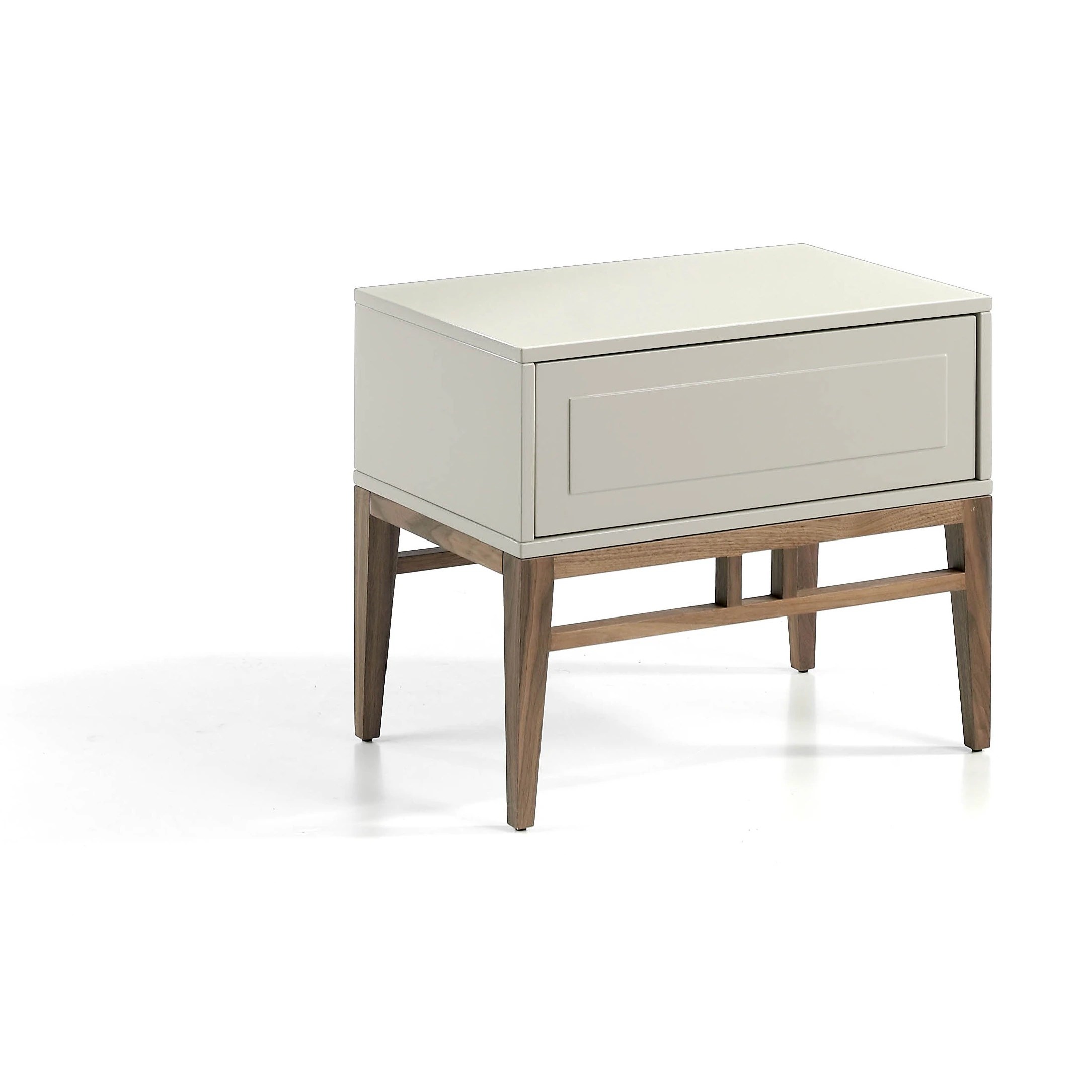 Chevet en bois beige et noyer