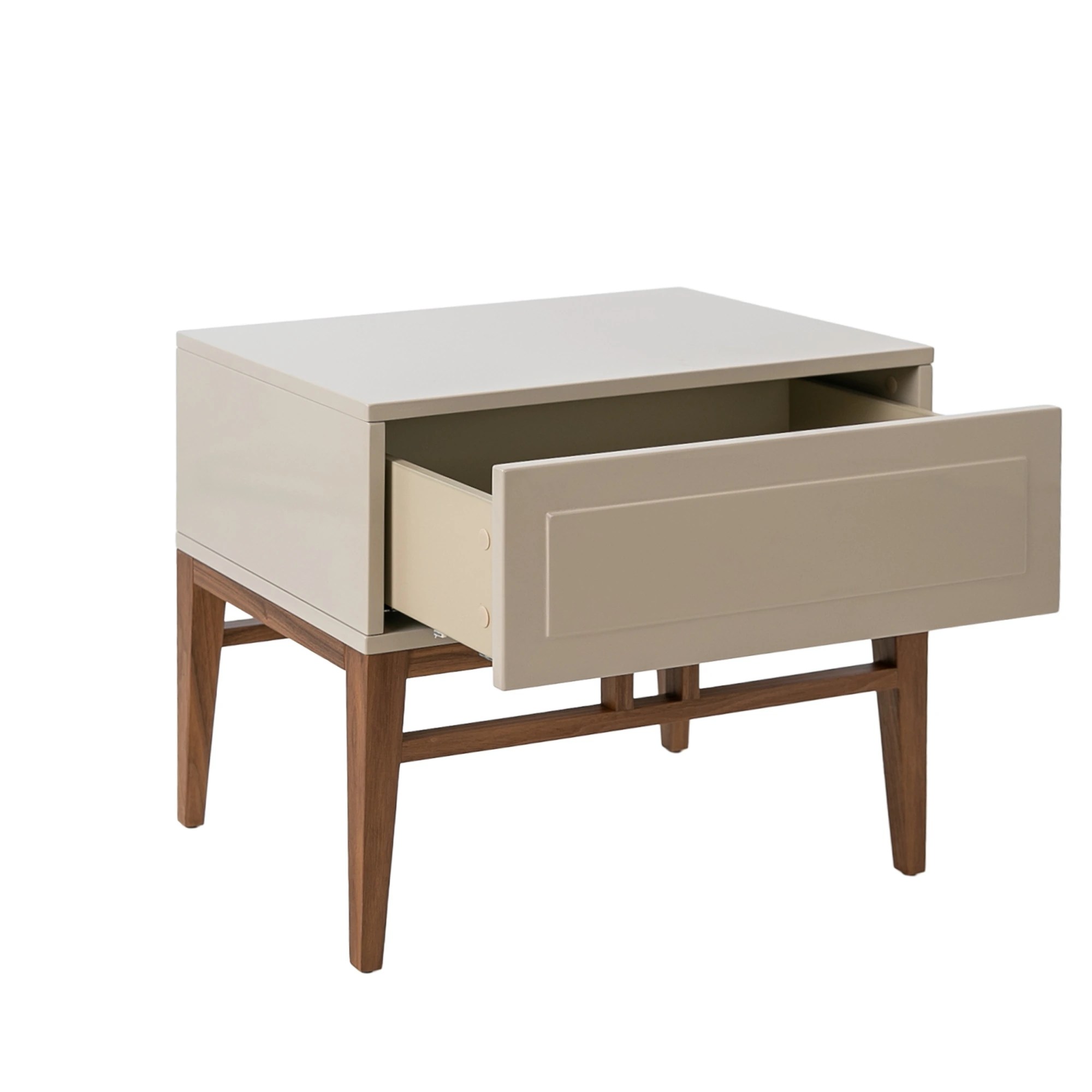 Chevet en bois beige et noyer