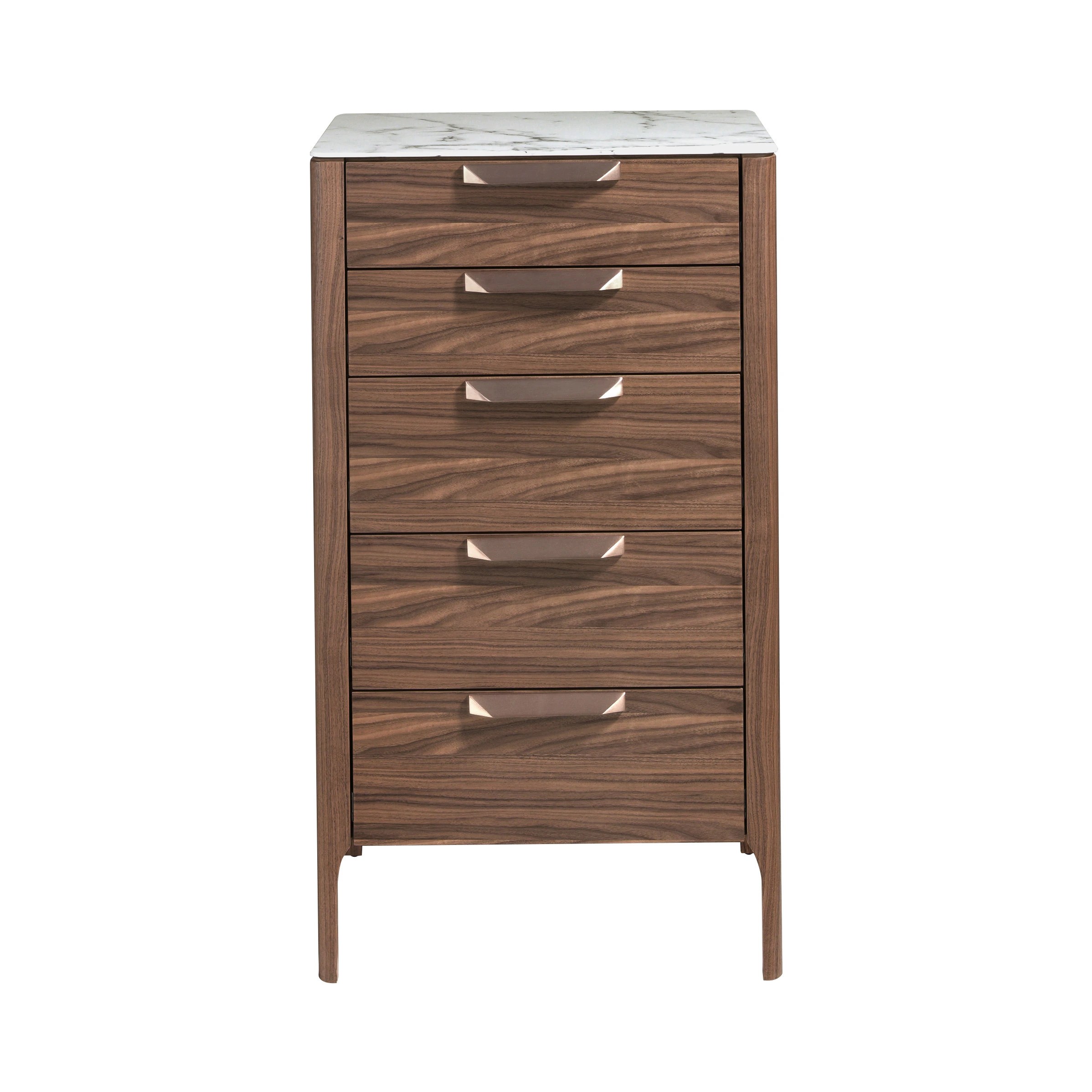 Chiffonnier en noyer avec plateau en verre imitation marbre