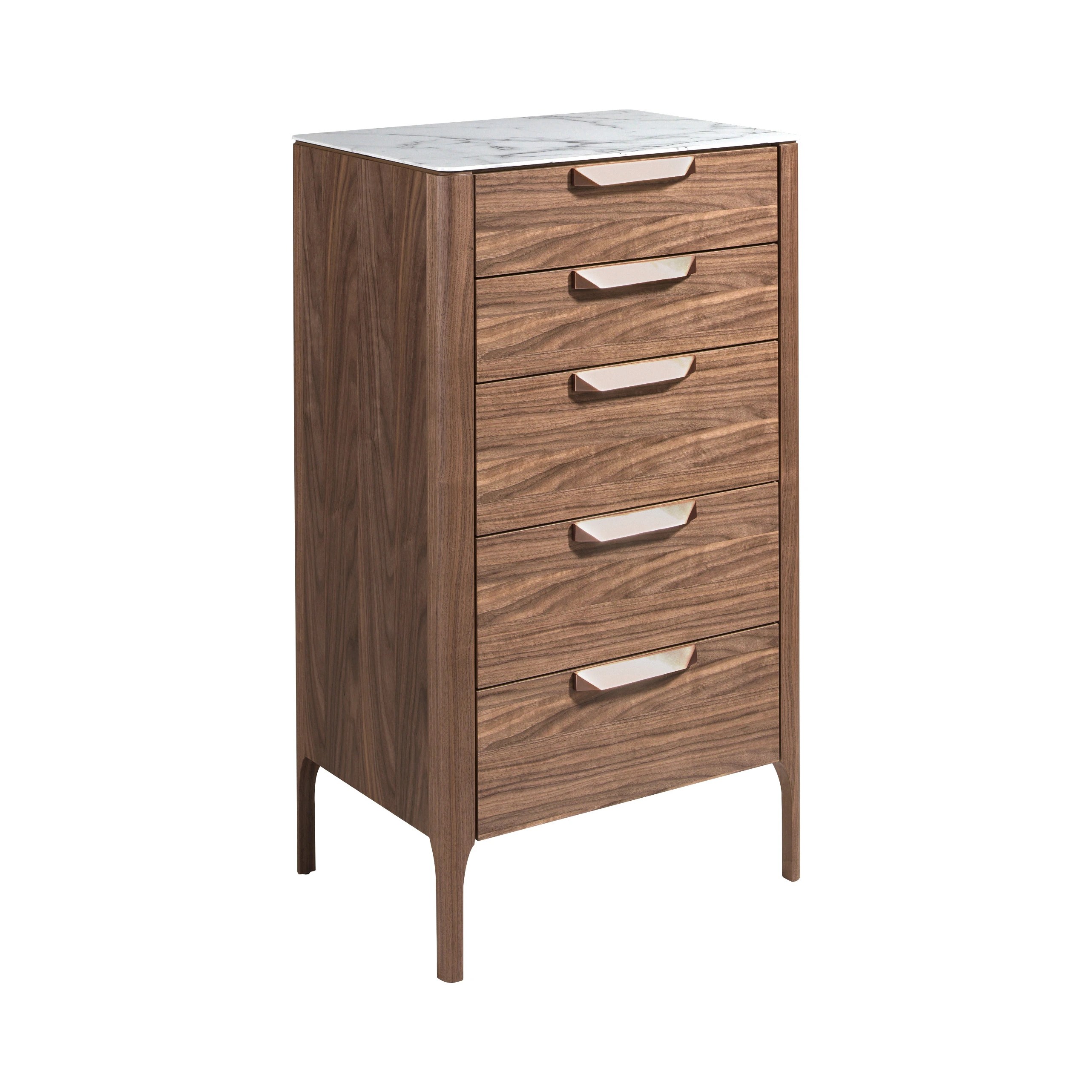 Chiffonnier en noyer avec plateau en verre imitation marbre