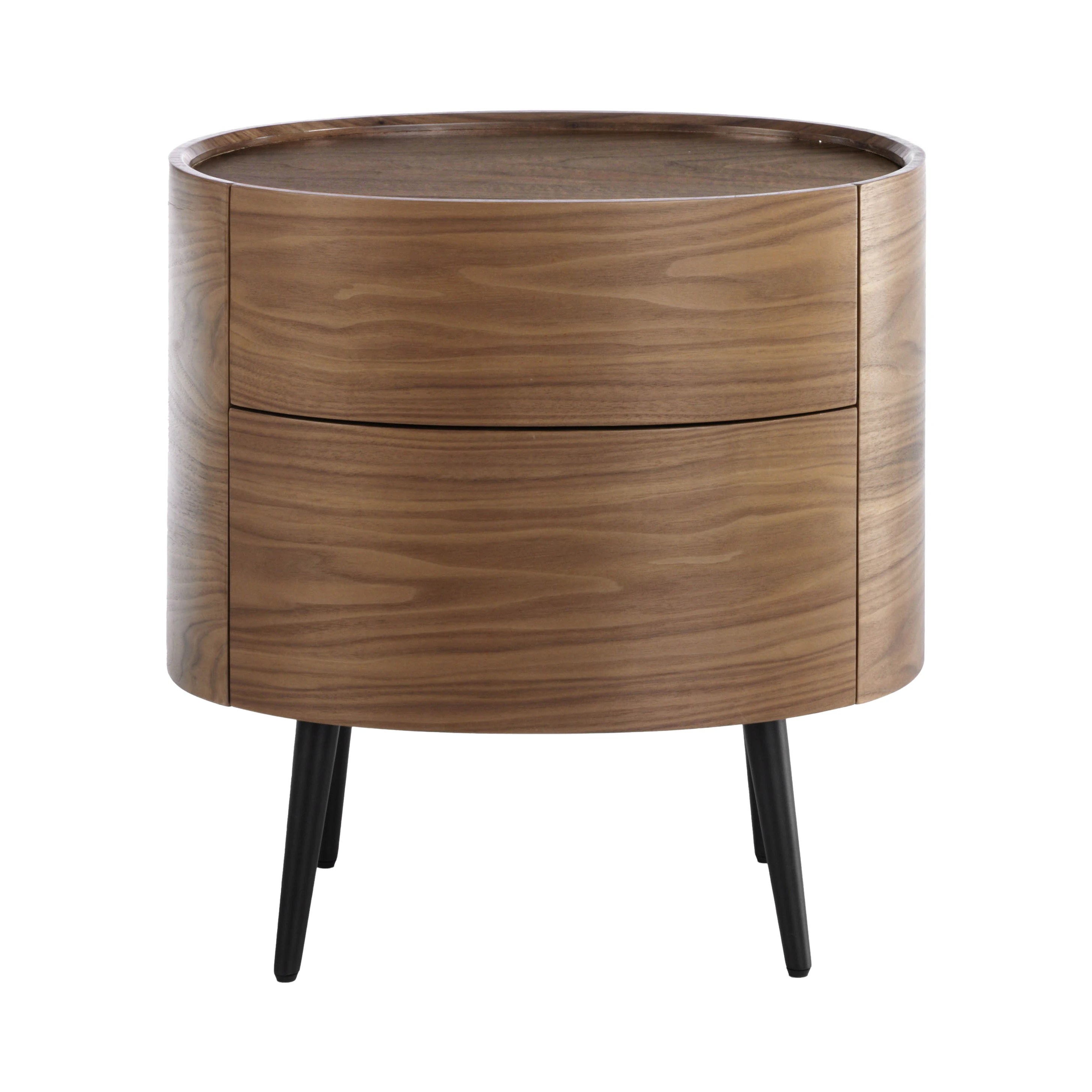 Table de chevet noyer et acier noir
