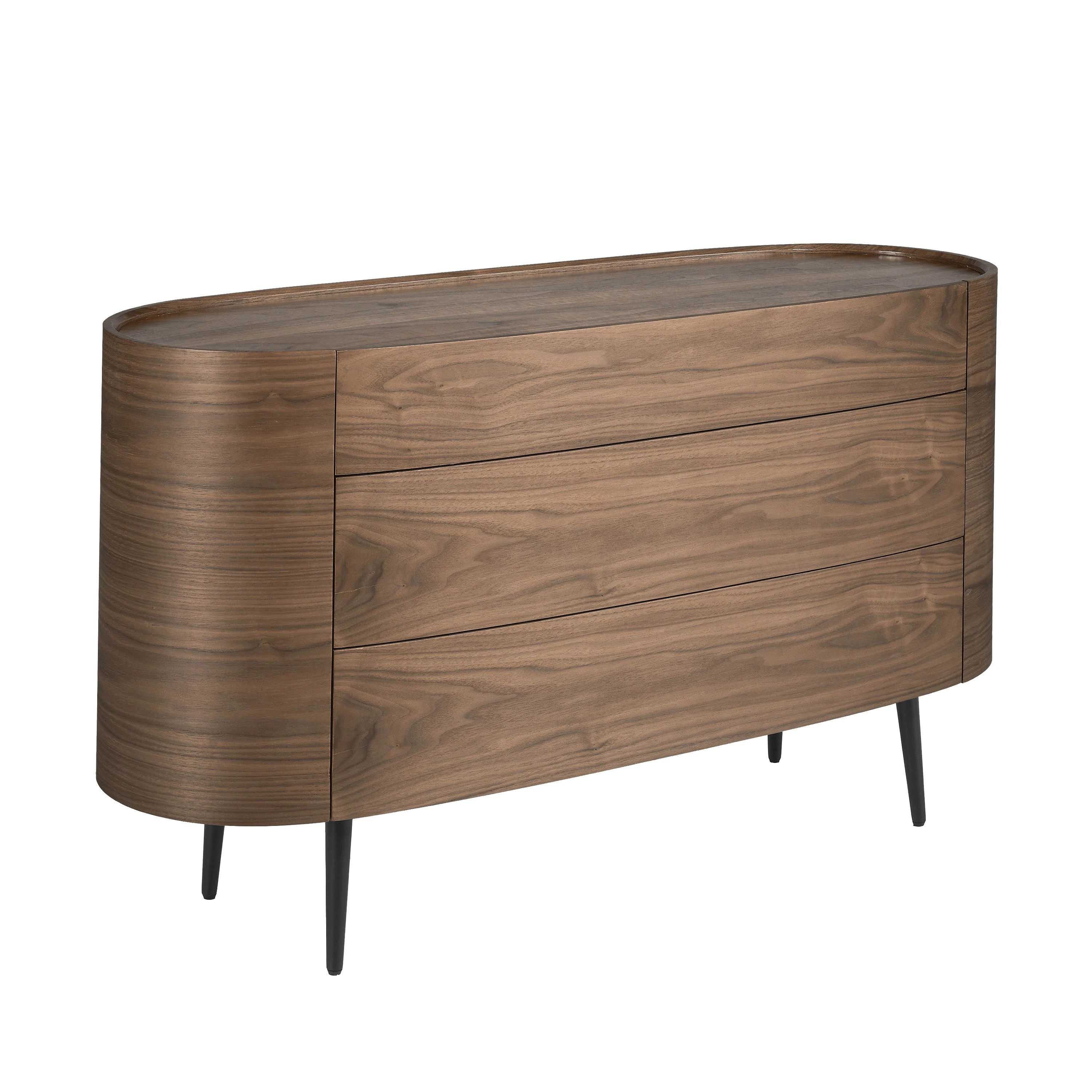 Commode en noyer et acier noir