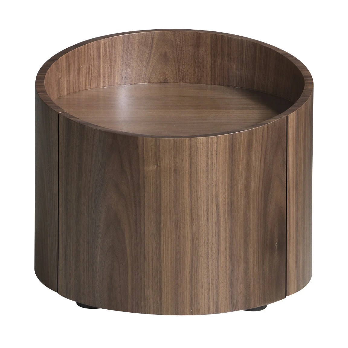 Table de chevet en noyer et acier noir
