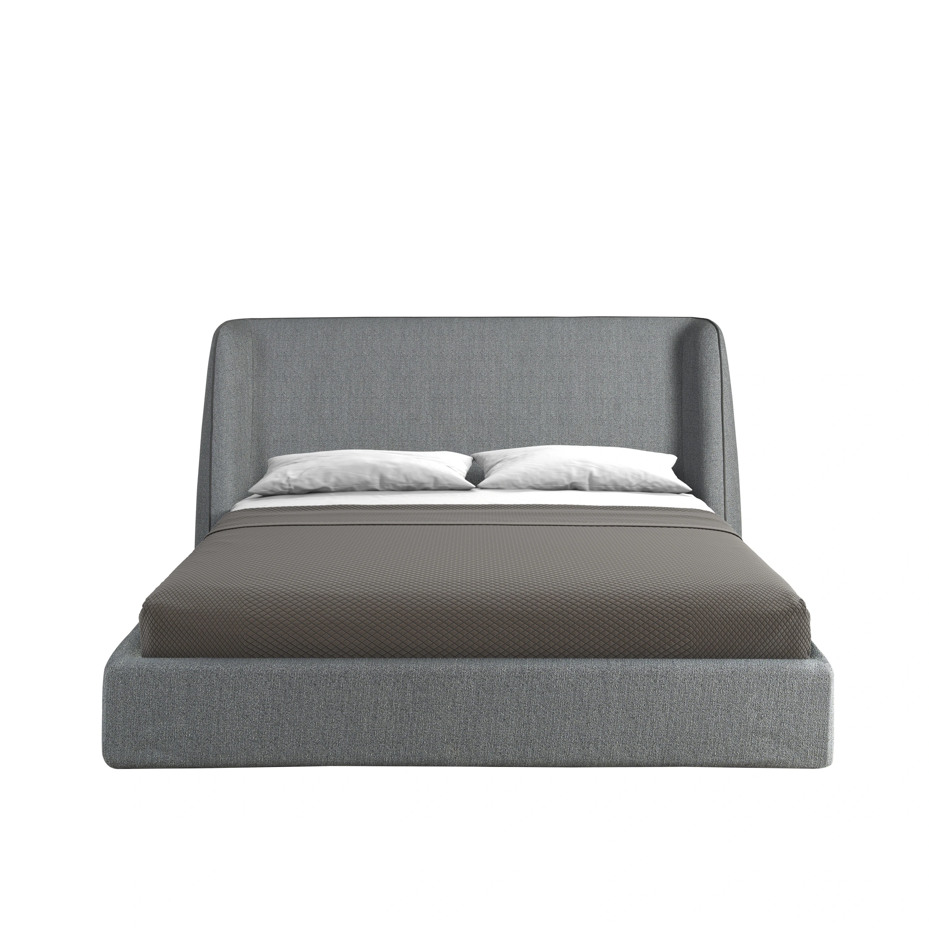 Lit en tissu gris foncé