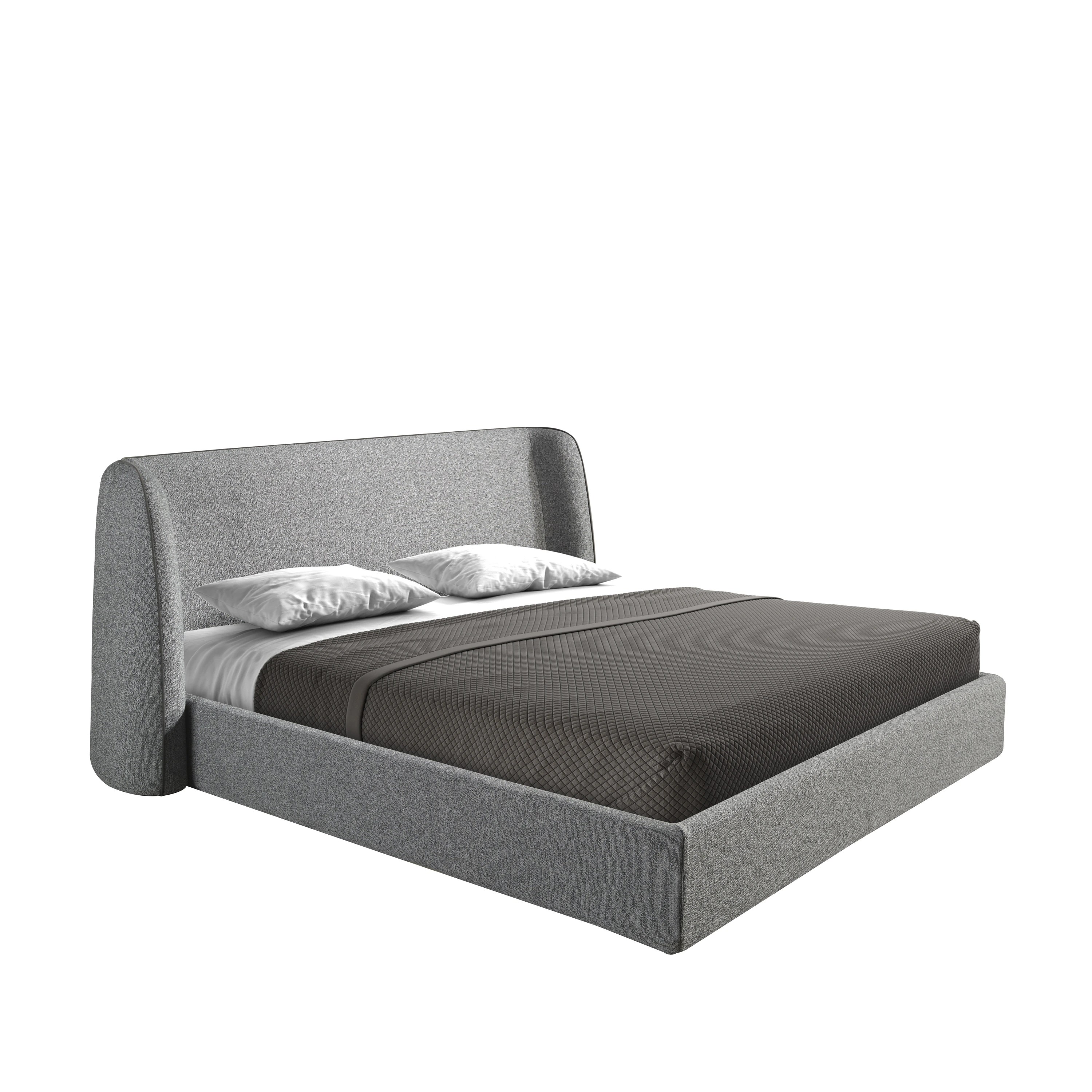 Lit en tissu gris foncé