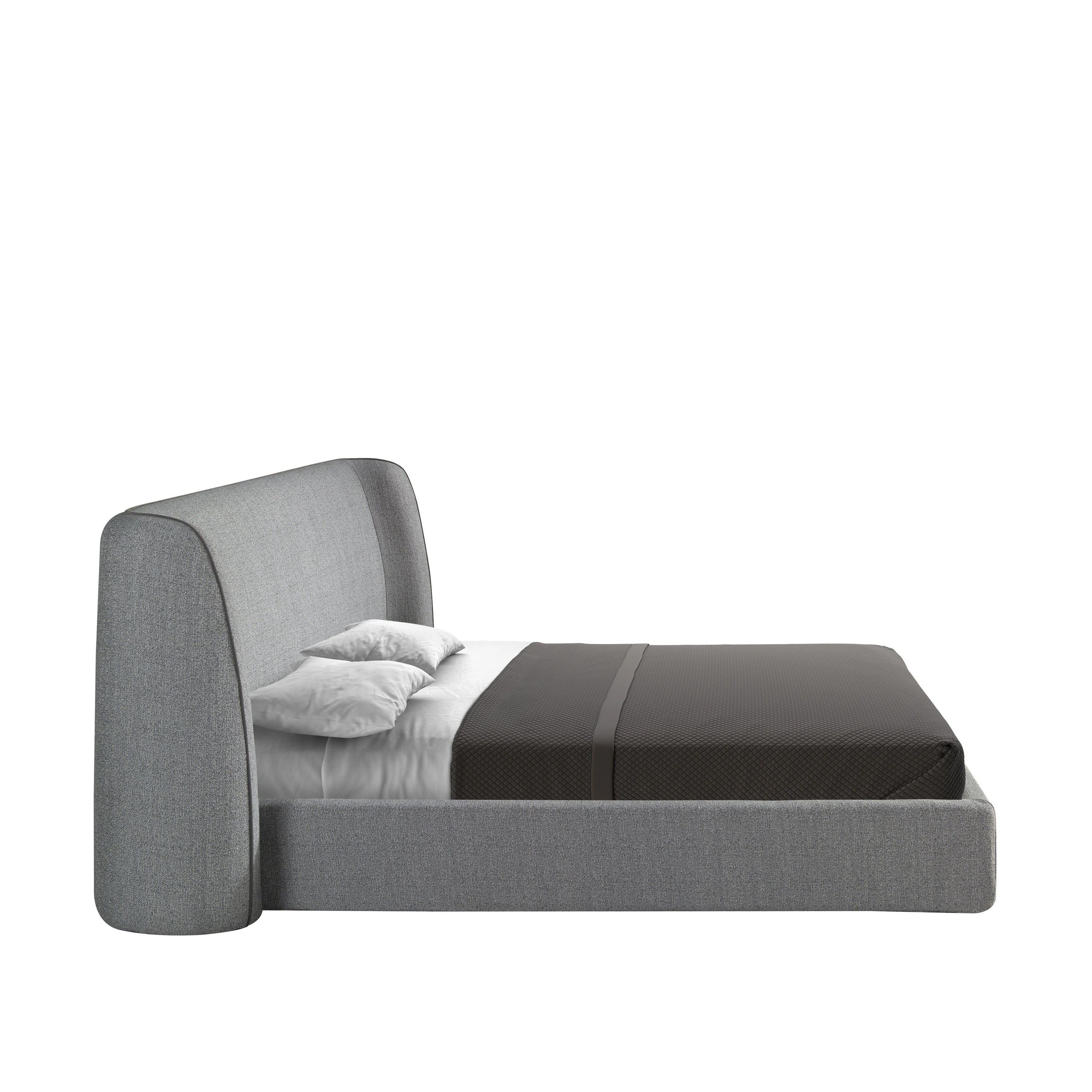 Lit en tissu gris foncé