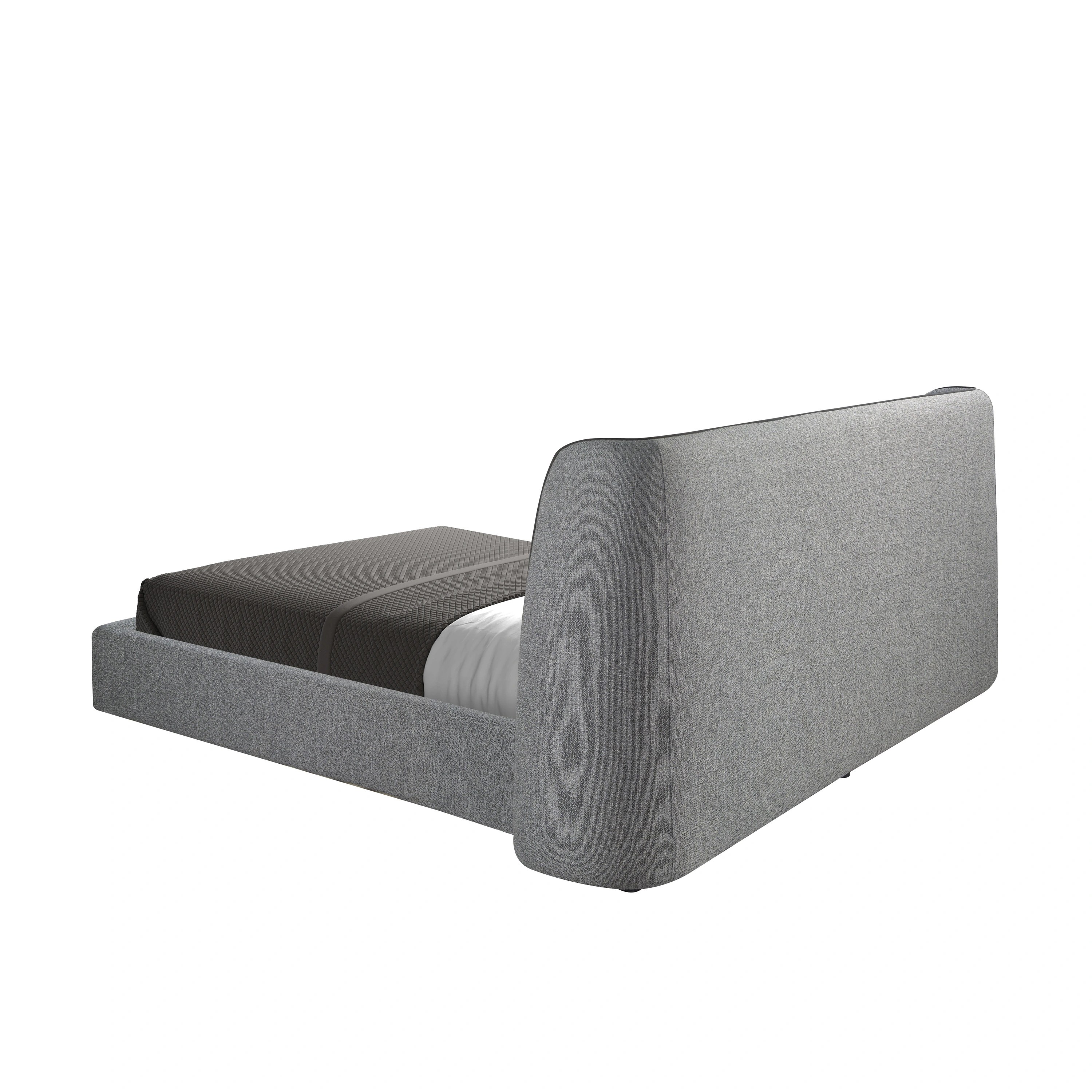Lit en tissu gris foncé