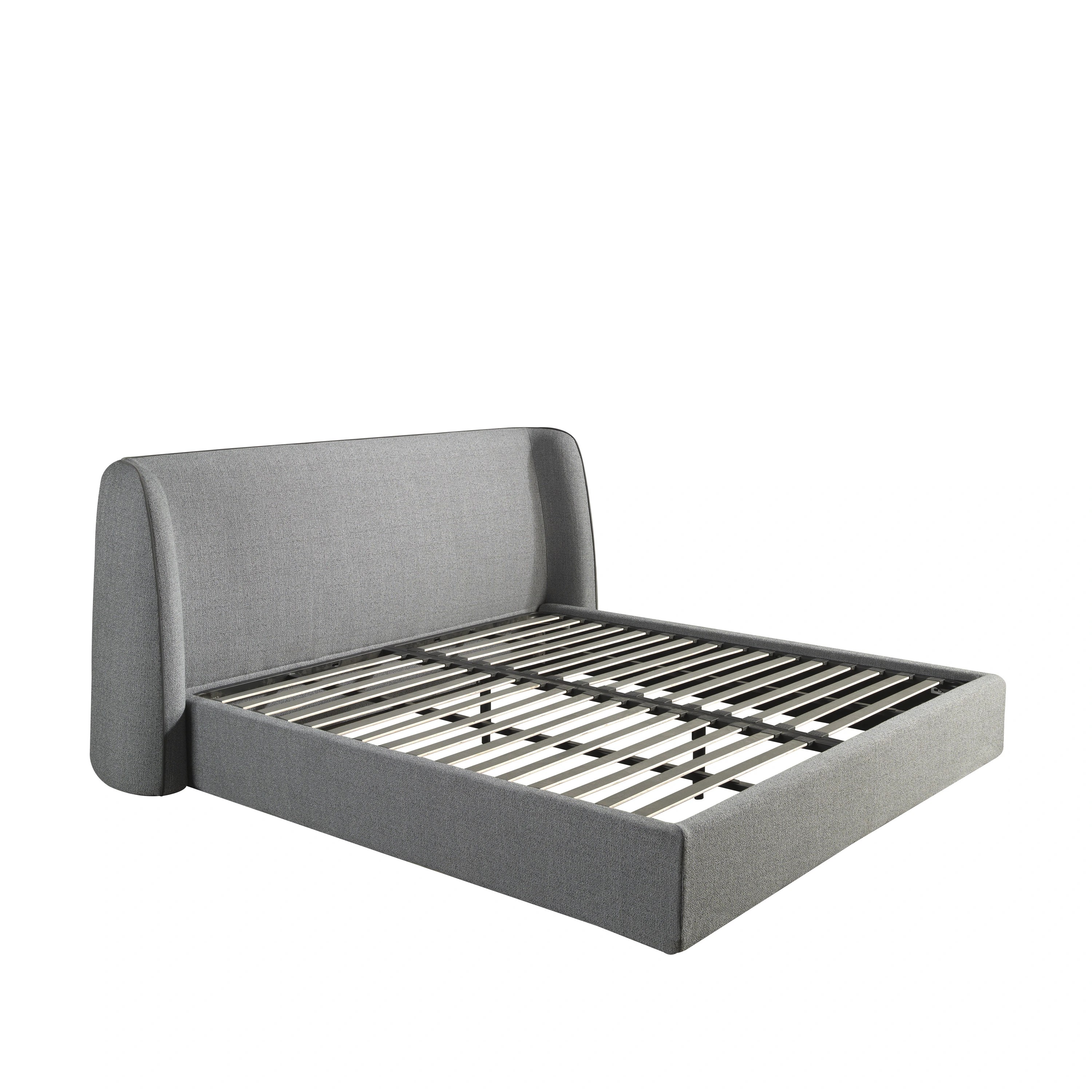 Lit en tissu gris foncé