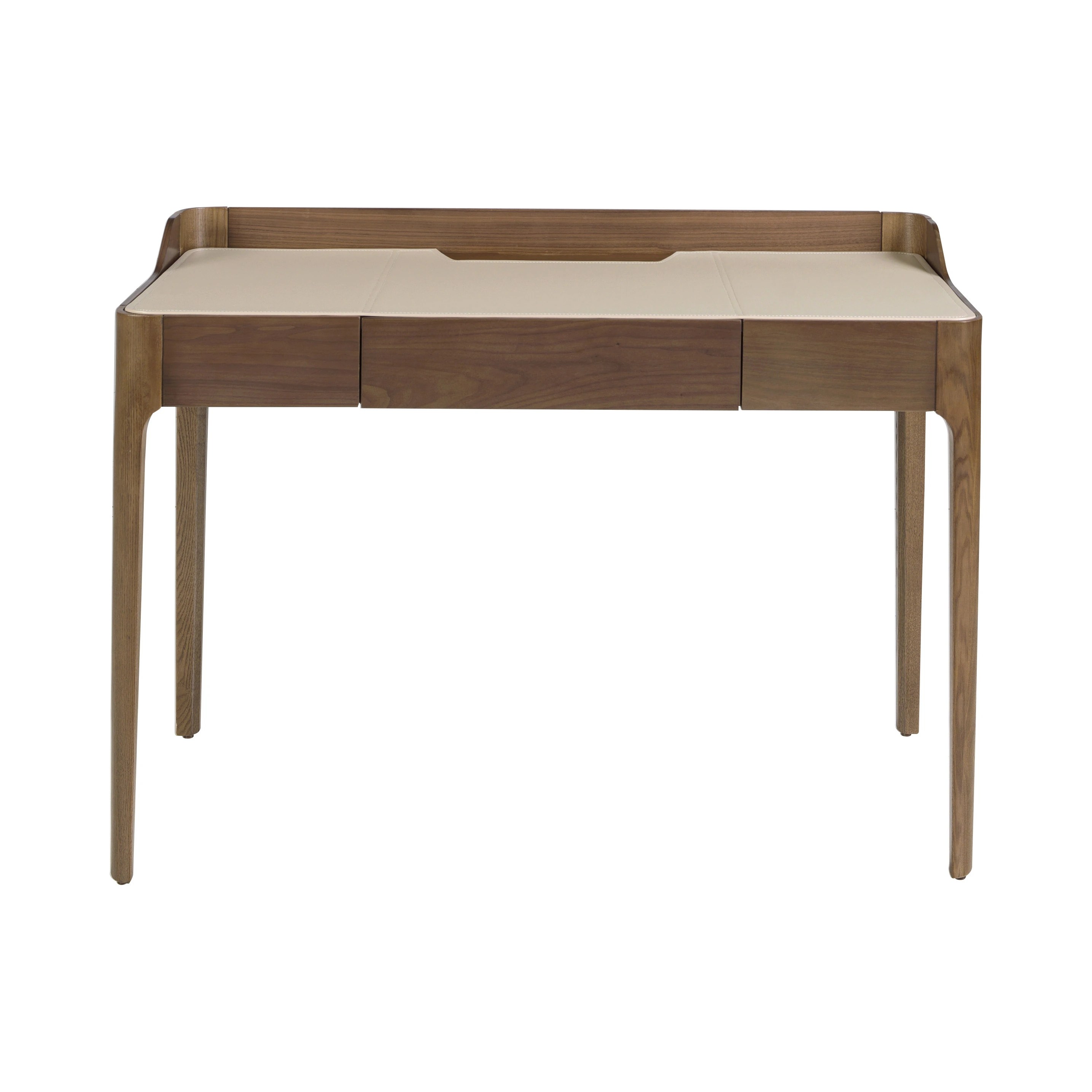 Bureau avec plateau en simili cuir et noyer