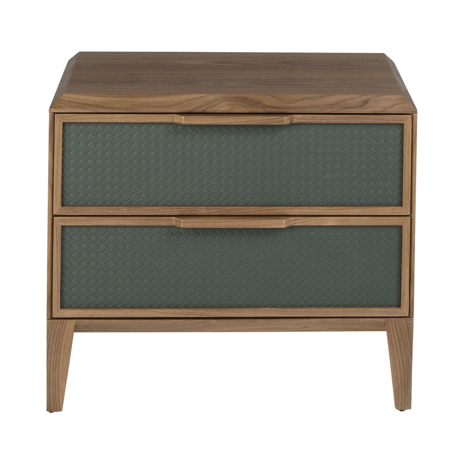 Table de chevet en pvc vert foncé et noyer