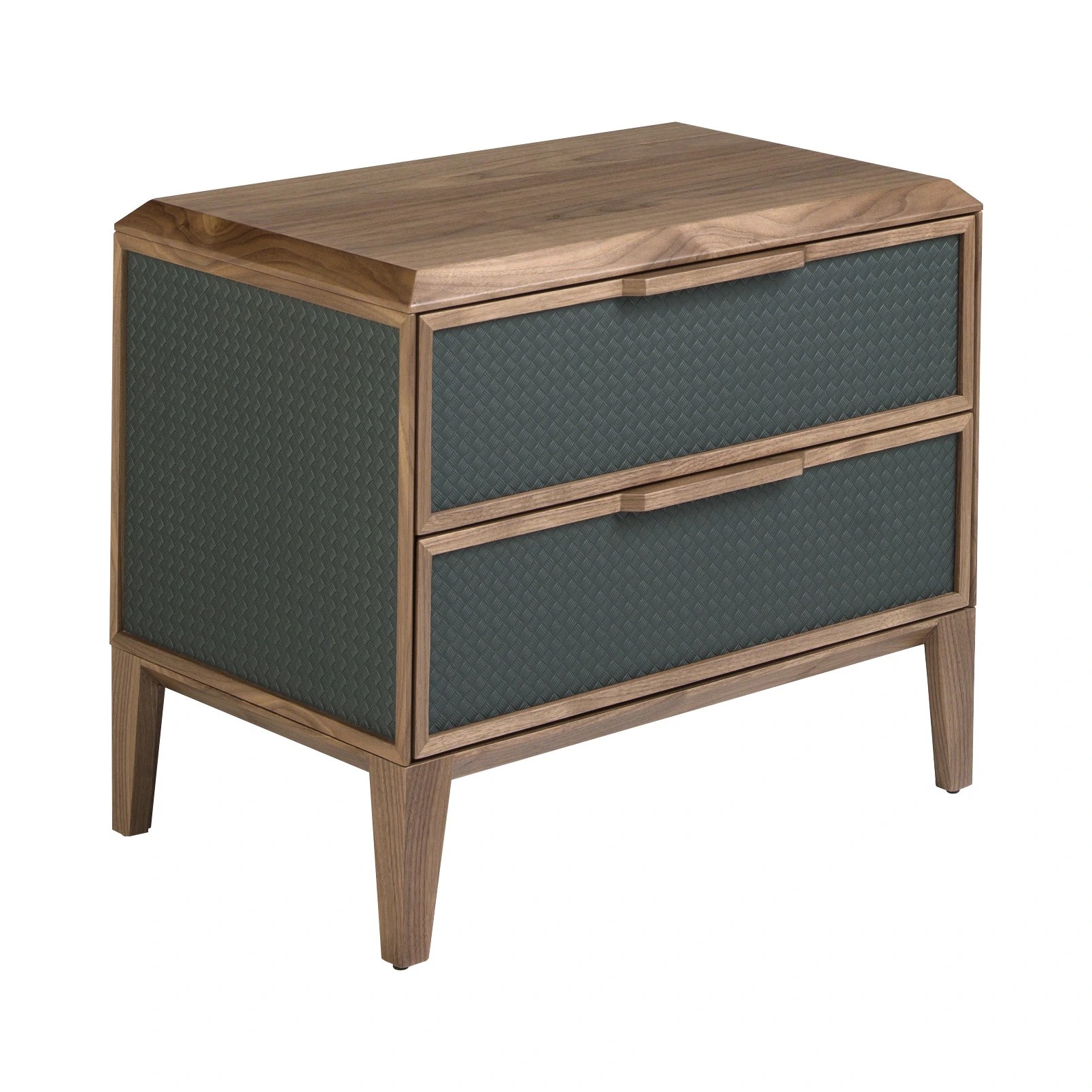 Table de chevet en pvc vert foncé et noyer