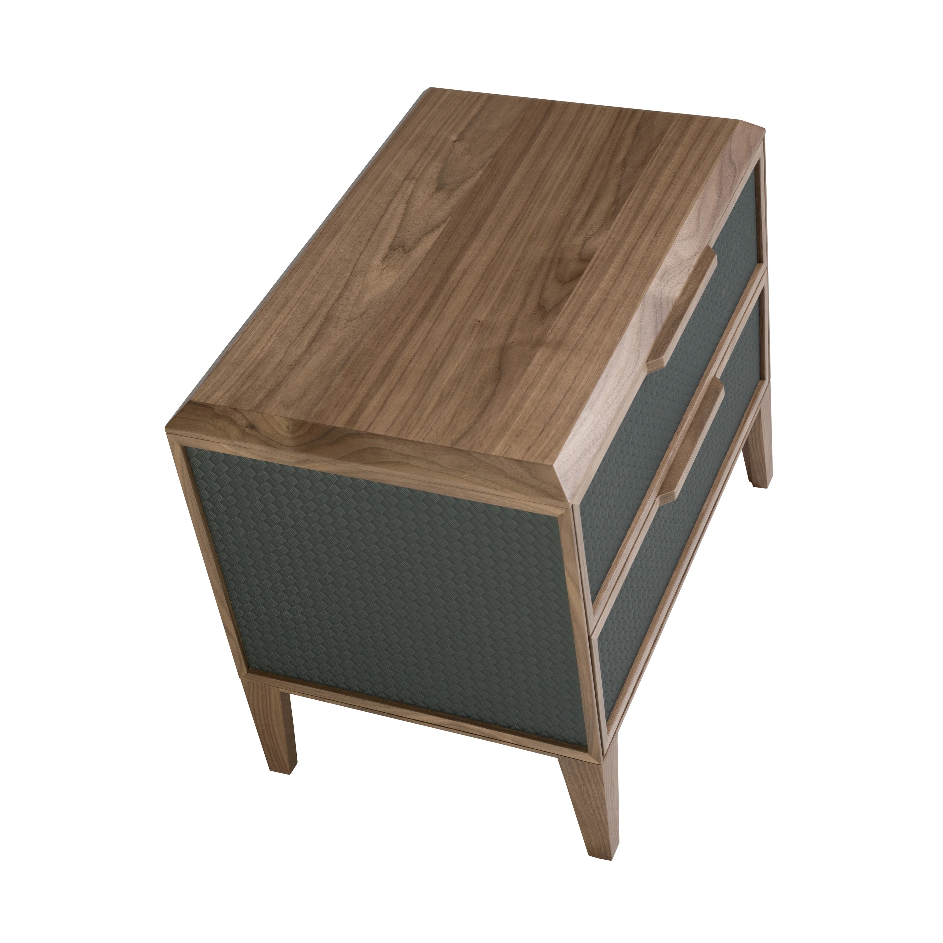 Table de chevet en pvc vert foncé et noyer