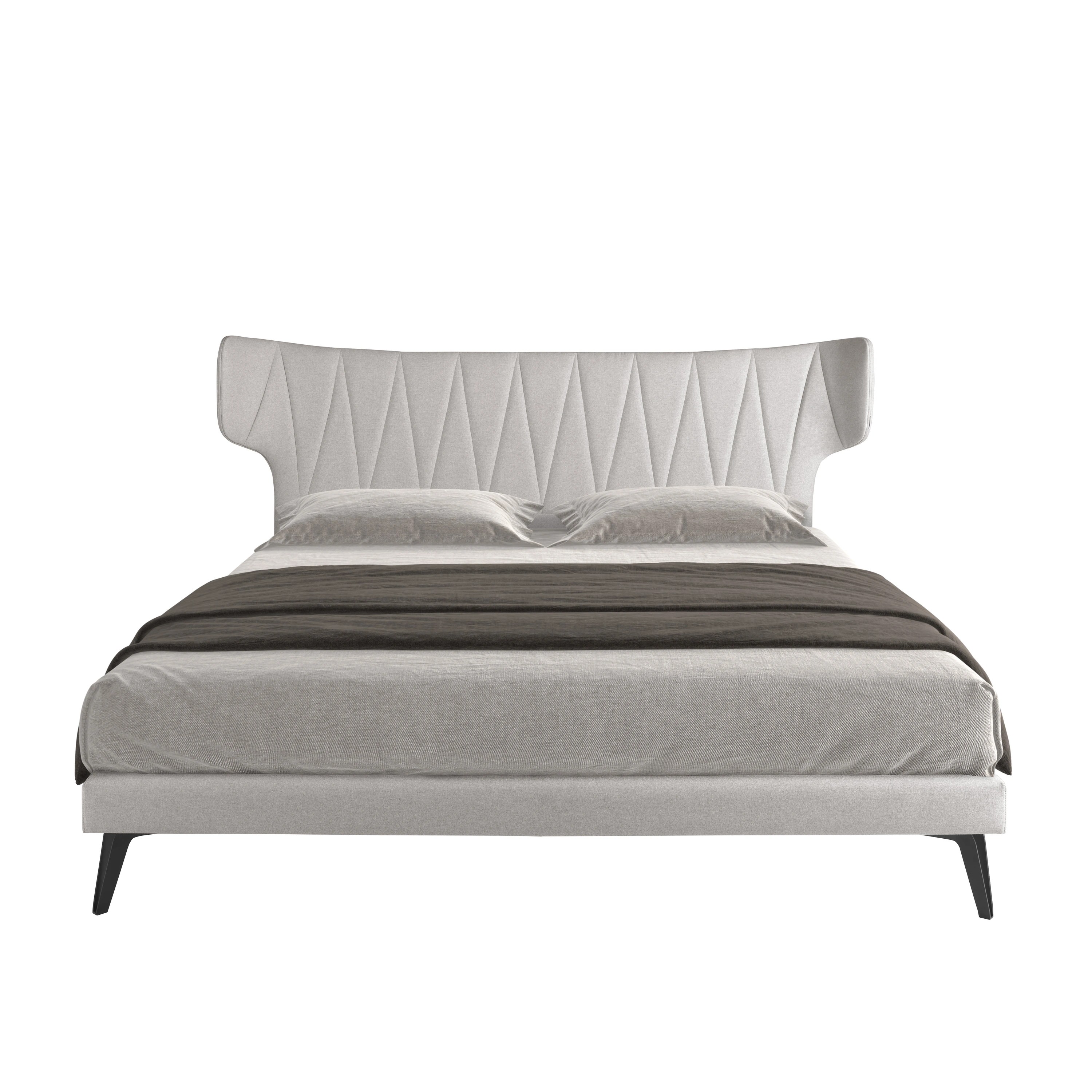 Lit en tissu gris clair