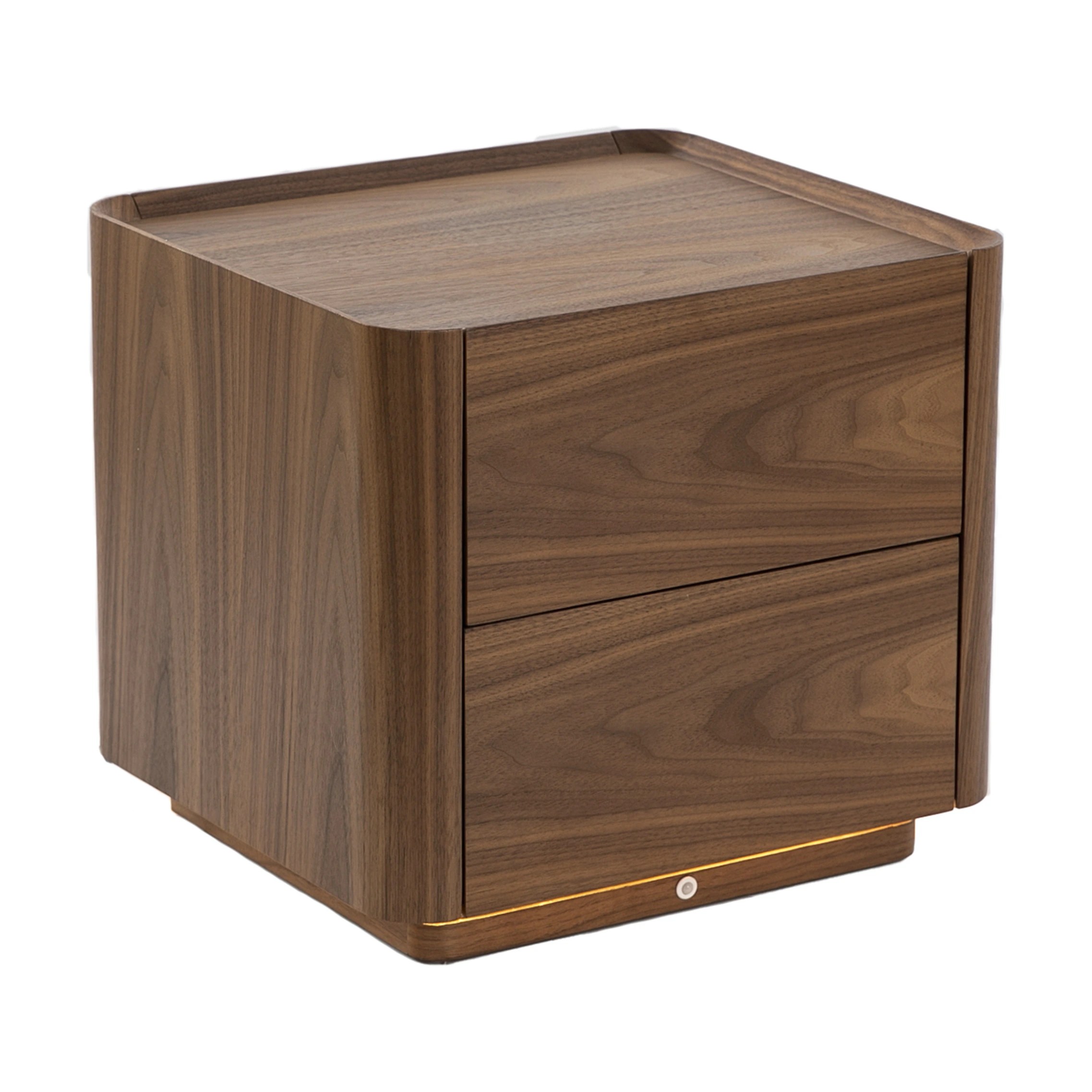 Table de chevet en noyer avec éclairage