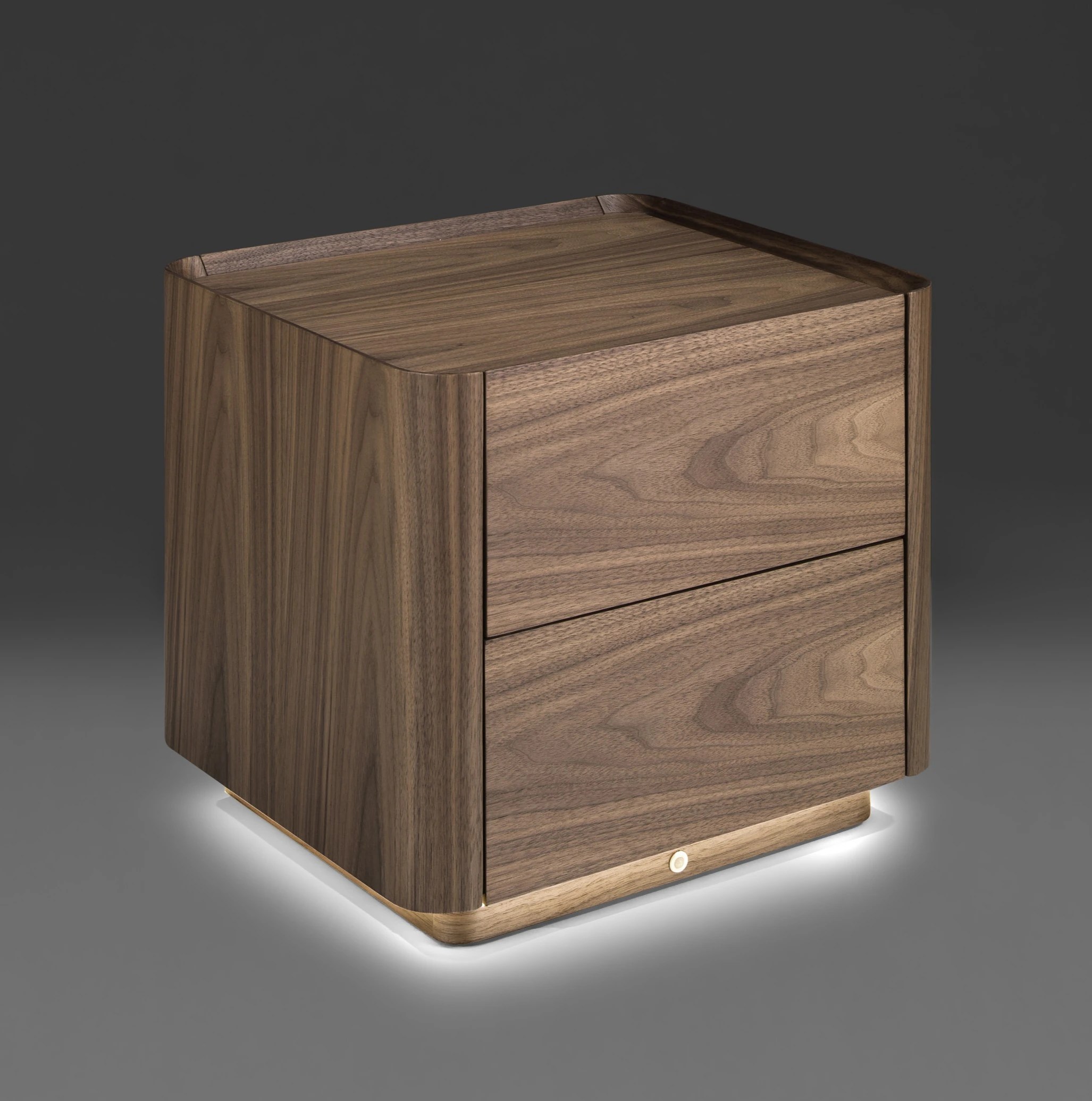 Table de chevet en noyer avec éclairage