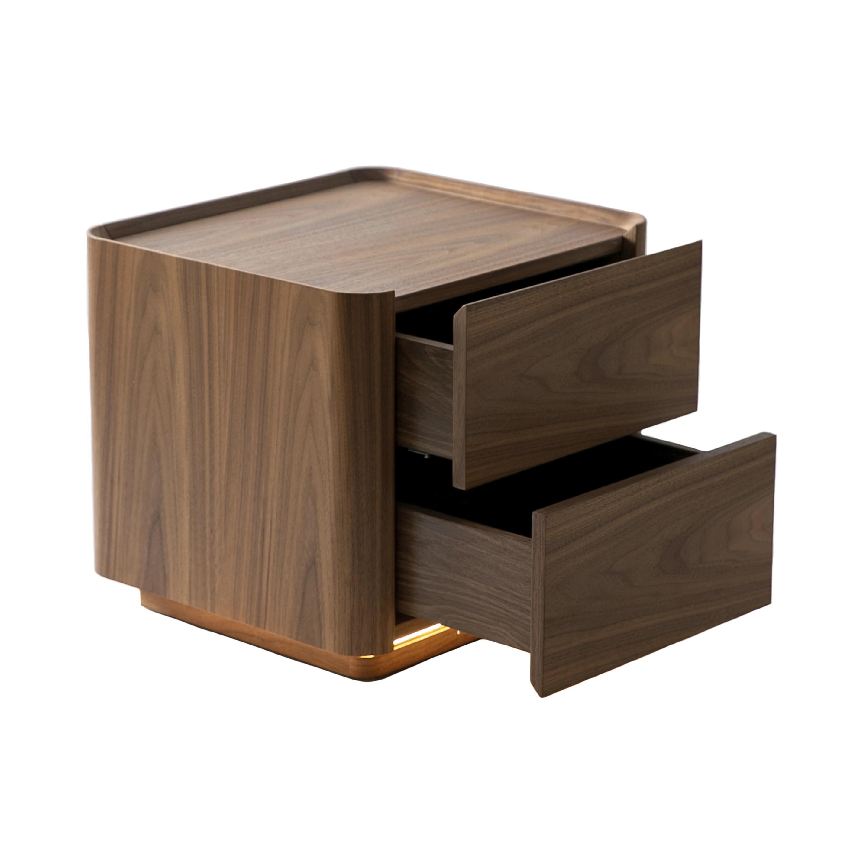 Table de chevet en noyer avec éclairage