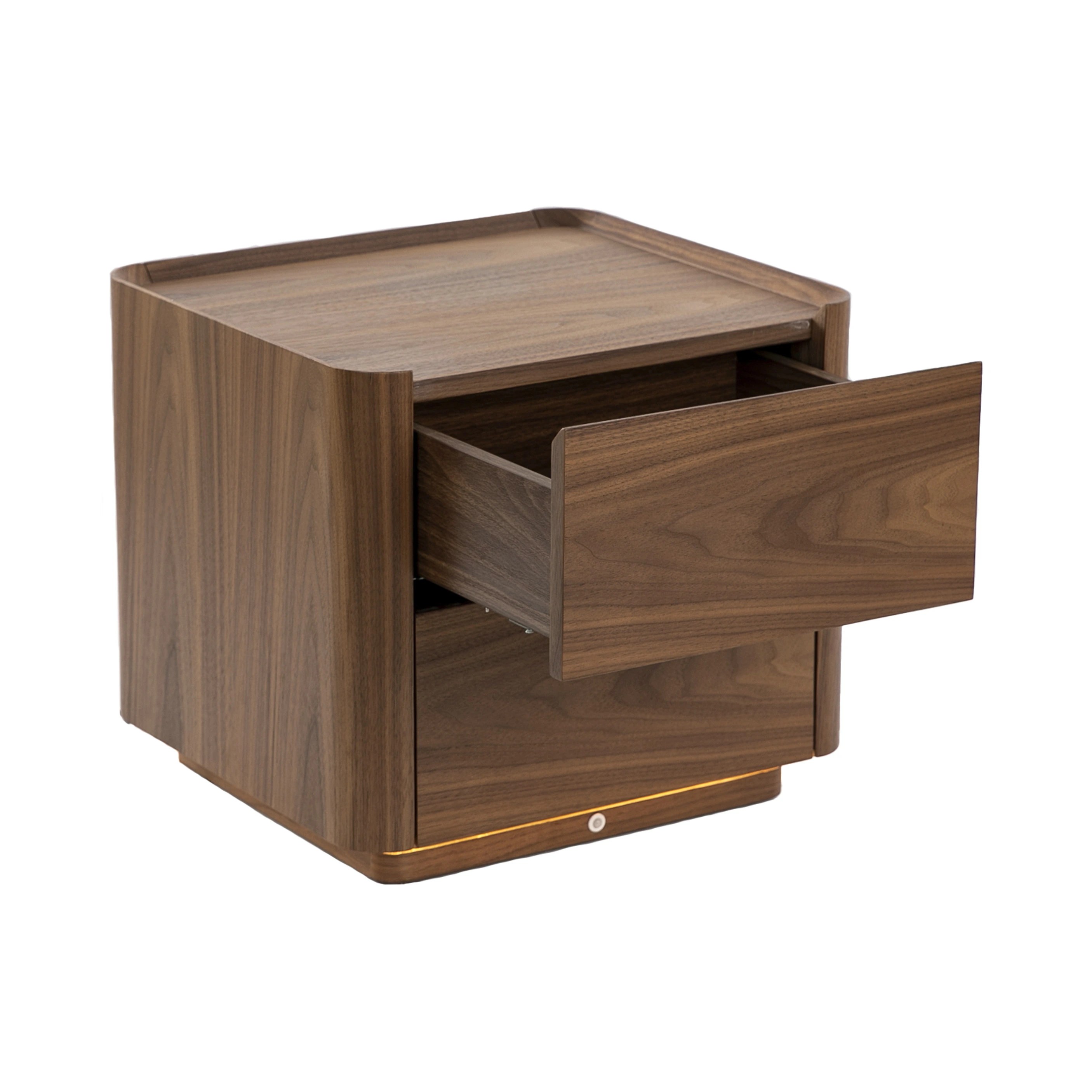 Table de chevet en noyer avec éclairage